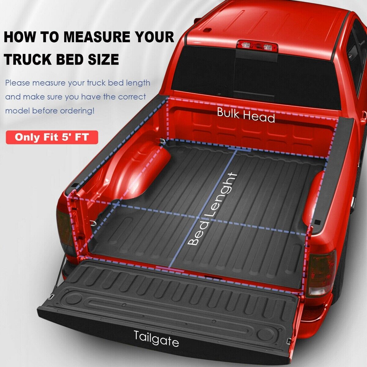Truck Tonneau Cover For 2005-2015 Toyota Tacoma 5 Feet Bed Hard 4-Fold On Top
