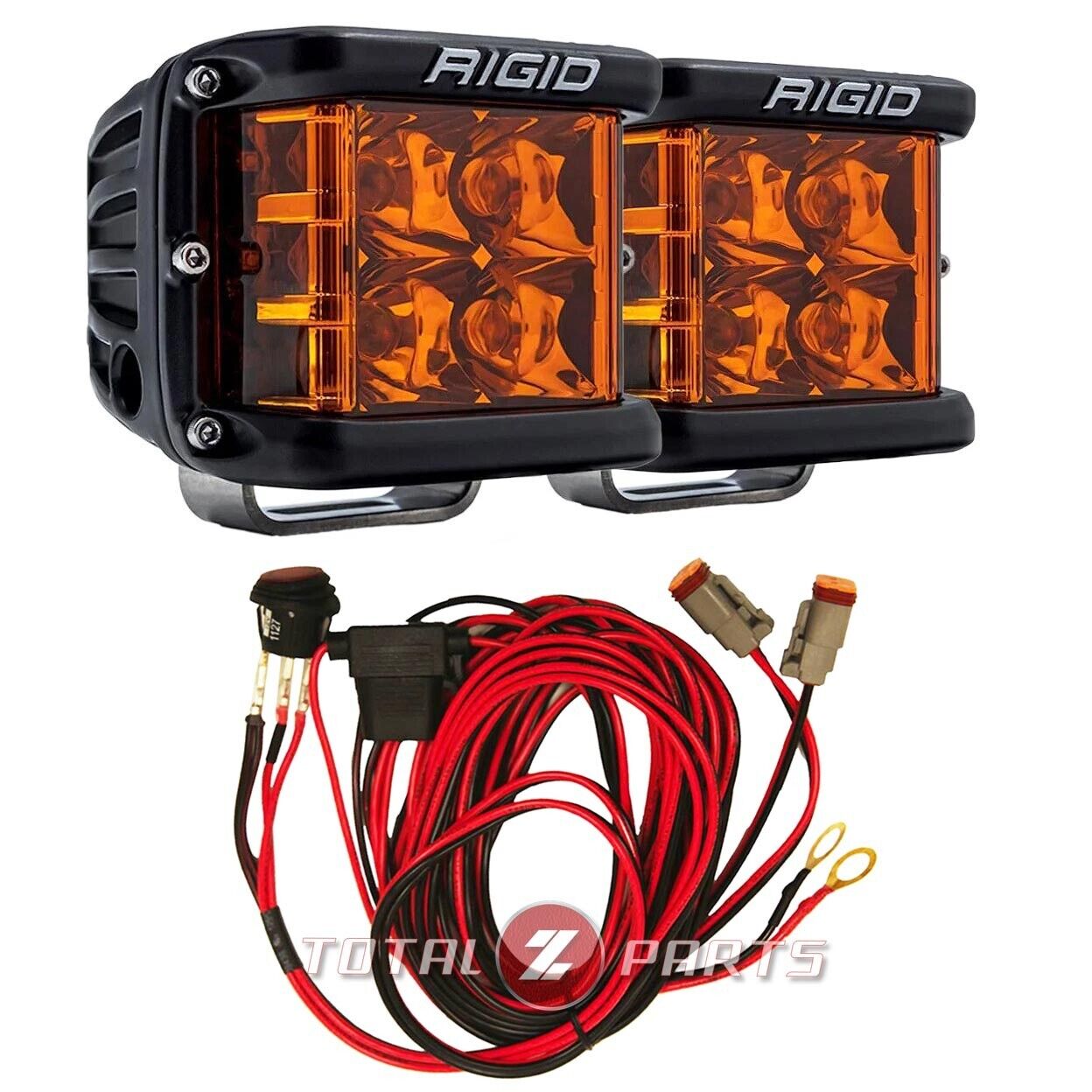 Rigid Industries® D-SS Spot Amber PRO LED Side Shooter Lights Pair w/Harness