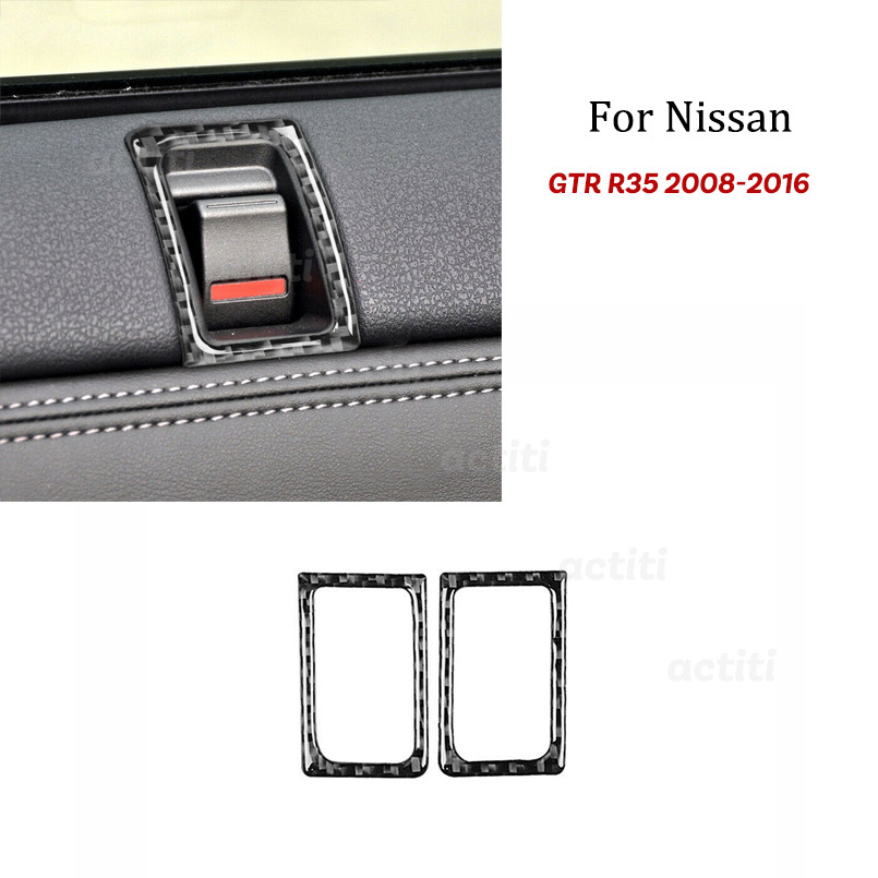 For Nissan GTR R35 2008-2016 Carbon Fiber Door Lock Button Frame Sticker Trim 
