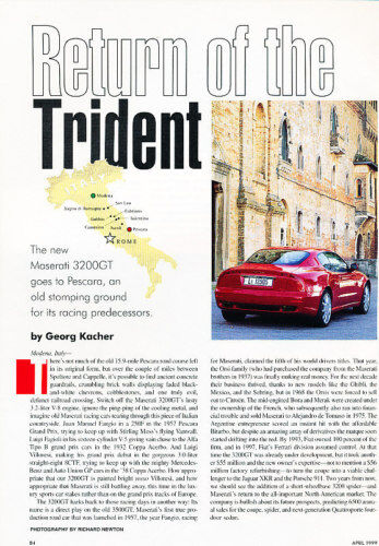 1999 Maserati 3200GT Vintage Classic Article P86