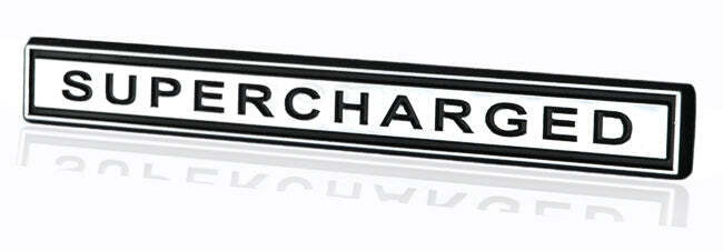 Supercharger Supercharged Embossed Emblem Badge Logo in Chrome & Black - 5\