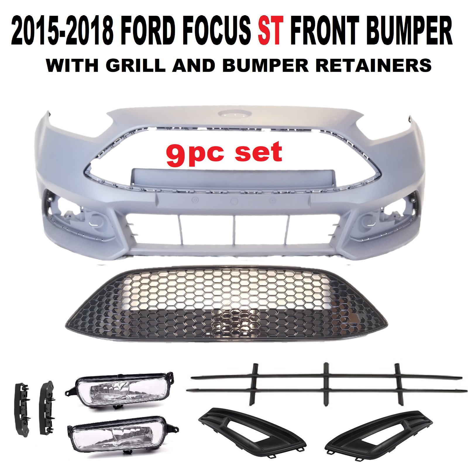 2015 2016 2017 2018 FORD FOCUS ST FRONT BUMPER COVER WITH GRILL