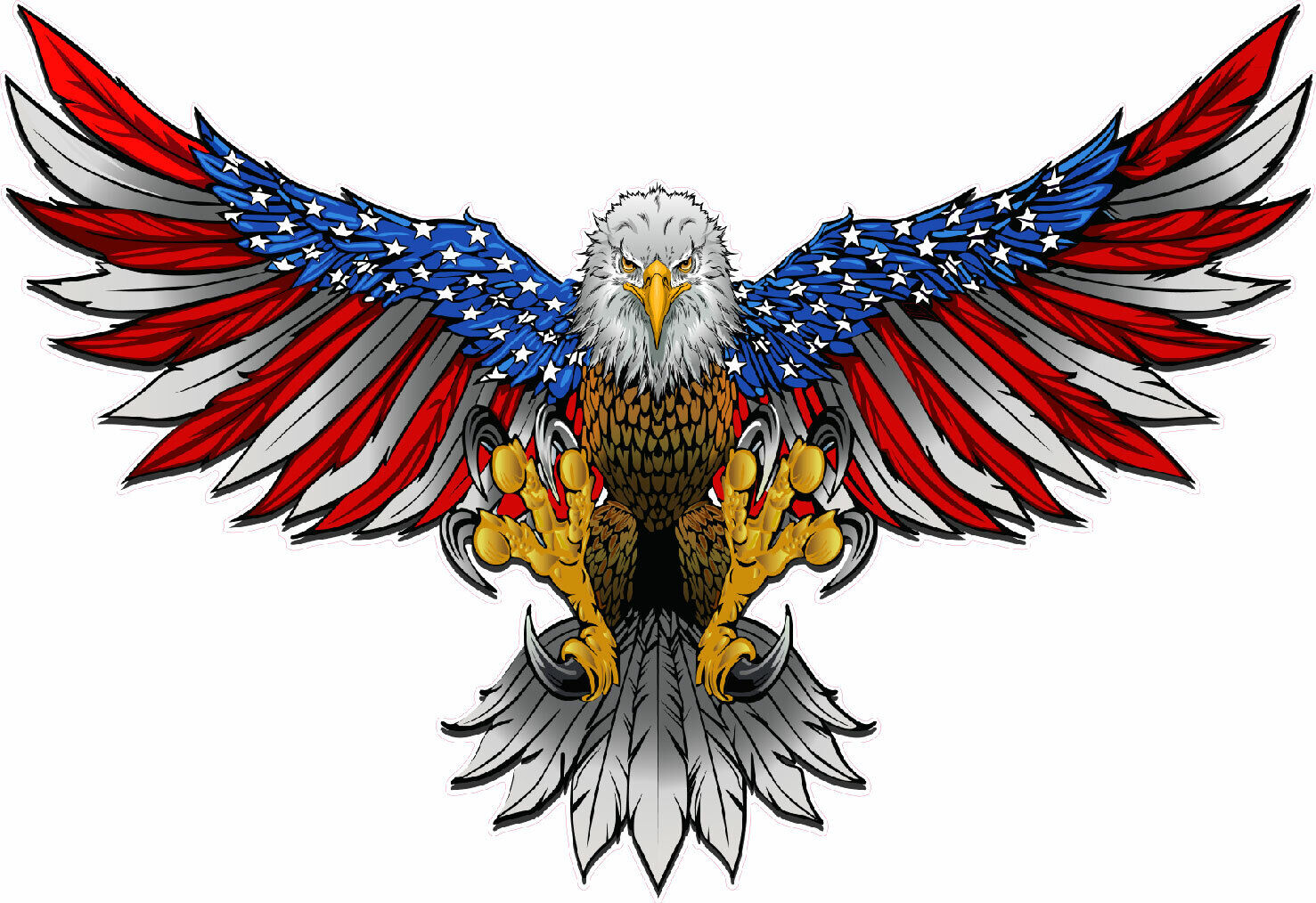 American Flag Attack Bald Eagle Wings Decal 12\