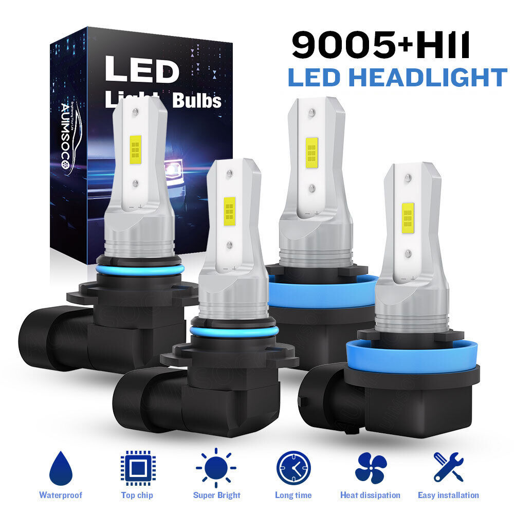 For Chevy Malibu 2019 2010-2021 LED Headlights High Low Beam White Bulbs Kit 4x