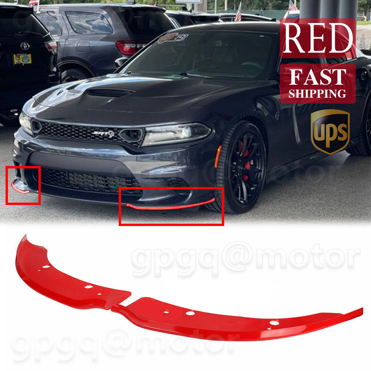 For Dodge Charger 392 Scat Pack SRT 2015-2021 Red Front Bumper Lip Splitter Trim