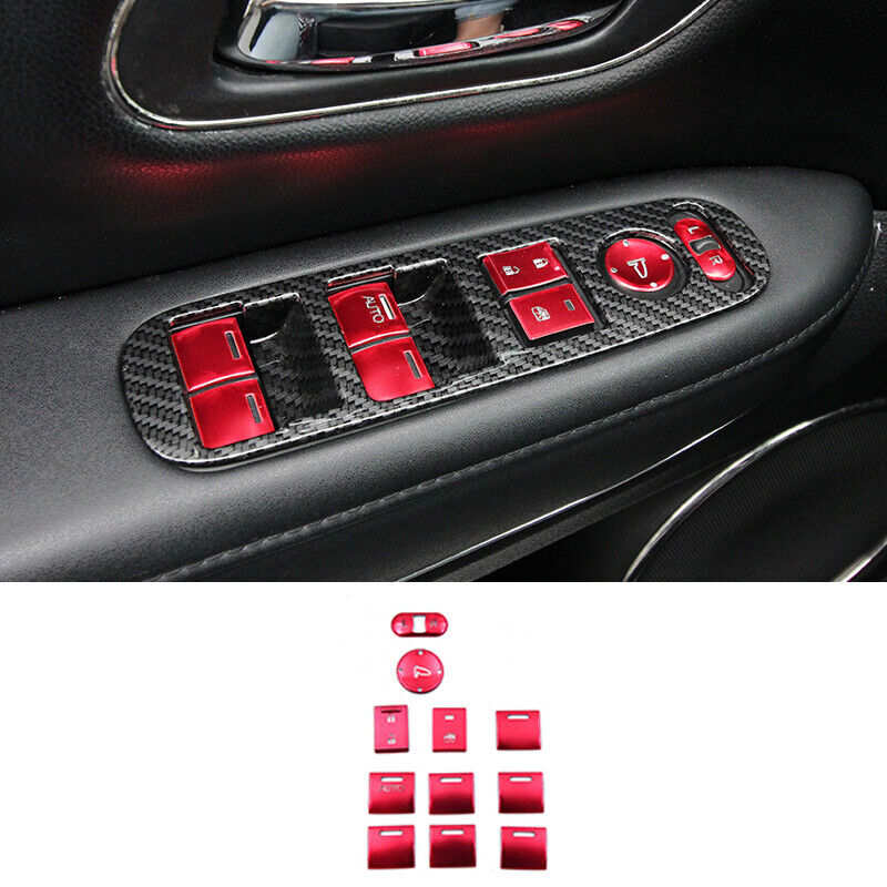 Red Aluminum Window Lift Panel Switch Buttons Sticker For Honda HR-V 2016-2022
