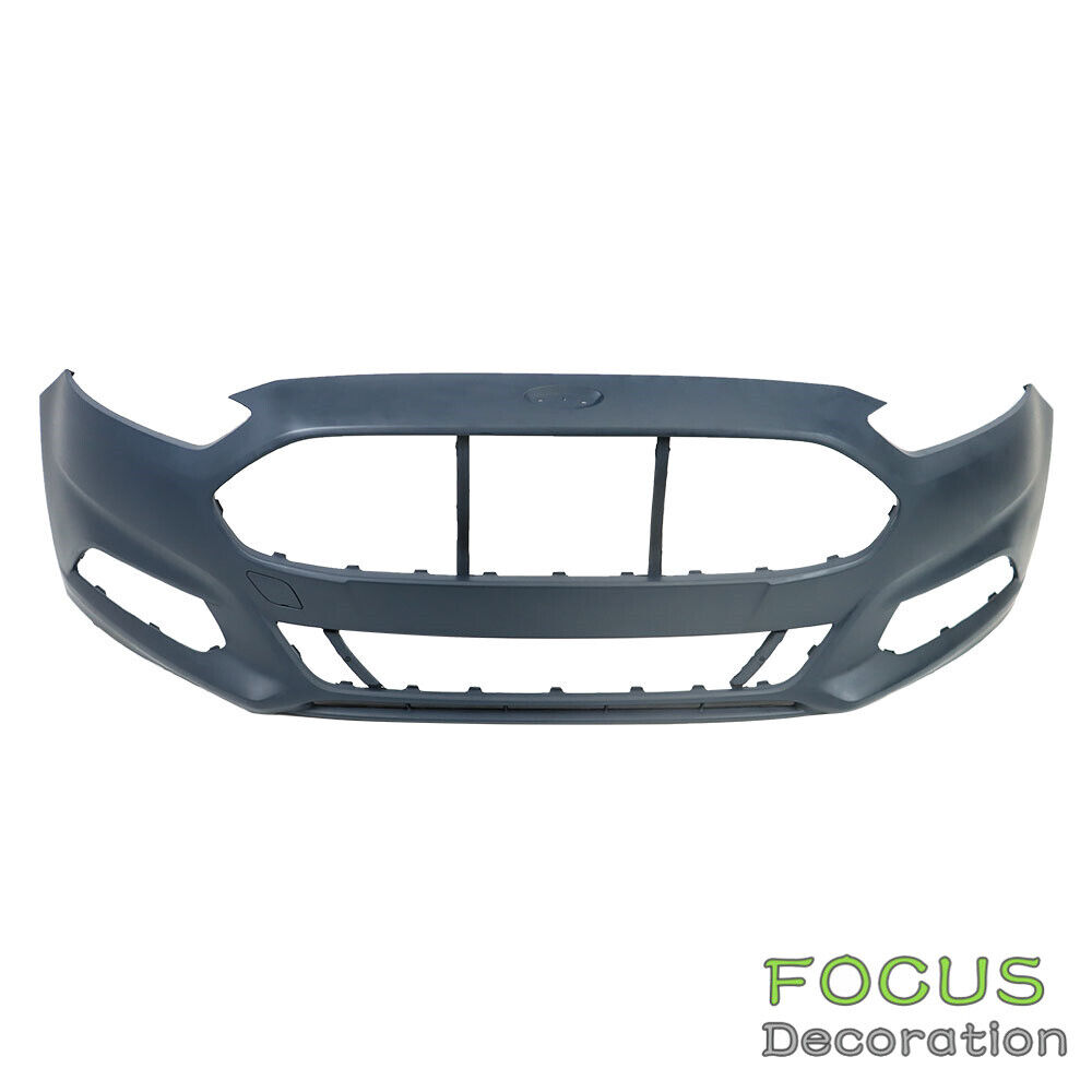 Front Bumper Cover For 2013 2014 2015 2016 Ford Fusion Primered w/o Sensor Holes