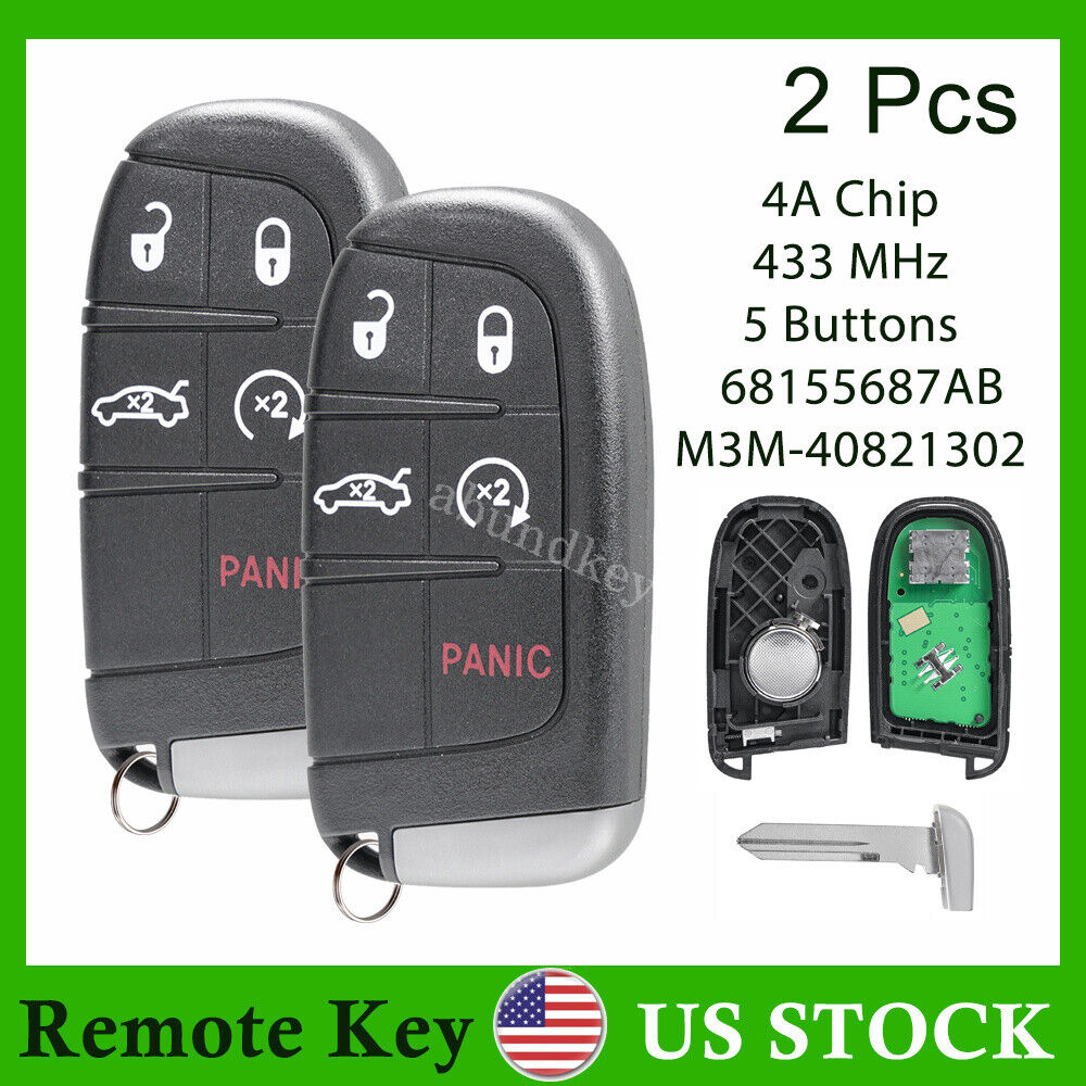 2x for Chrysler 200 2015 2016 2017 Smart Key Remote Fob 5 Button 68155687 AB
