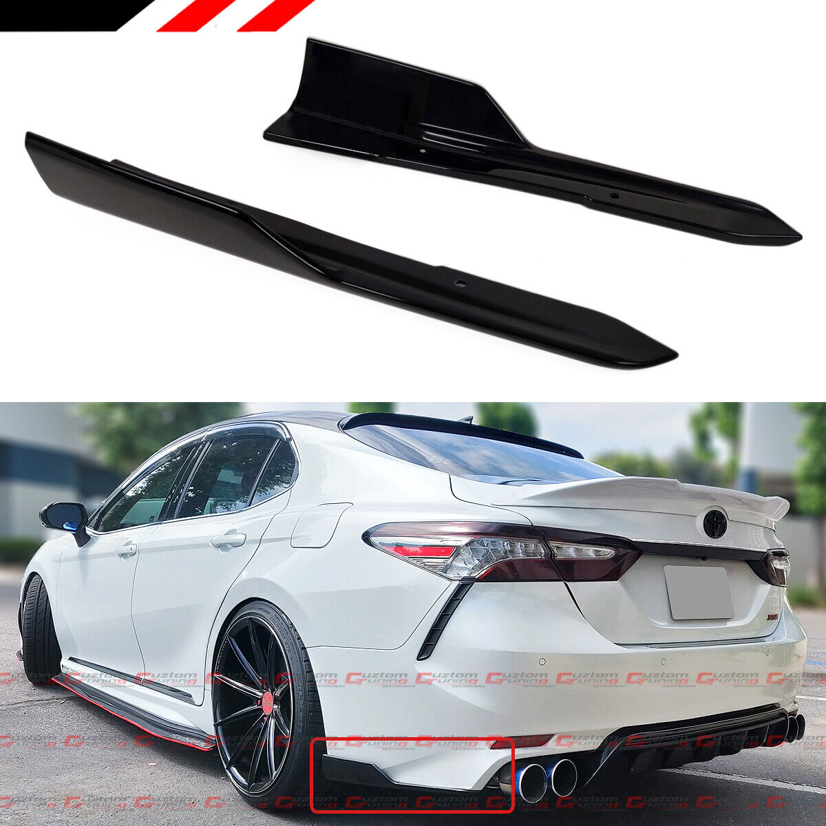 FOR 2018-2024 TOYOTA CAMRY SE XSE ART STYLE GLOSS BLACK REAR BUMPER SIDE APRON