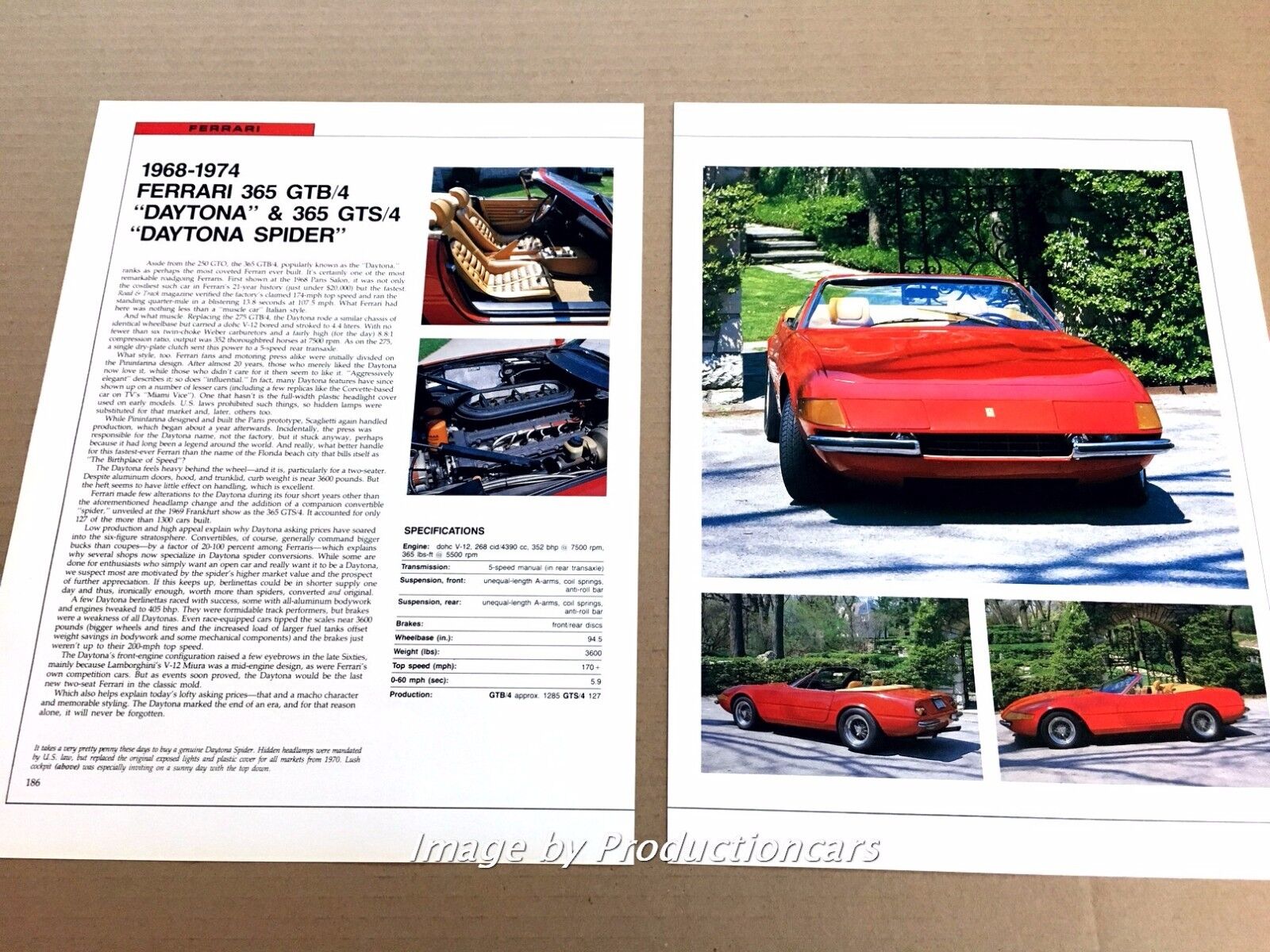Ferrari 365 Daytona Original Car Review Print Article J670 1969 1970 1971 1972