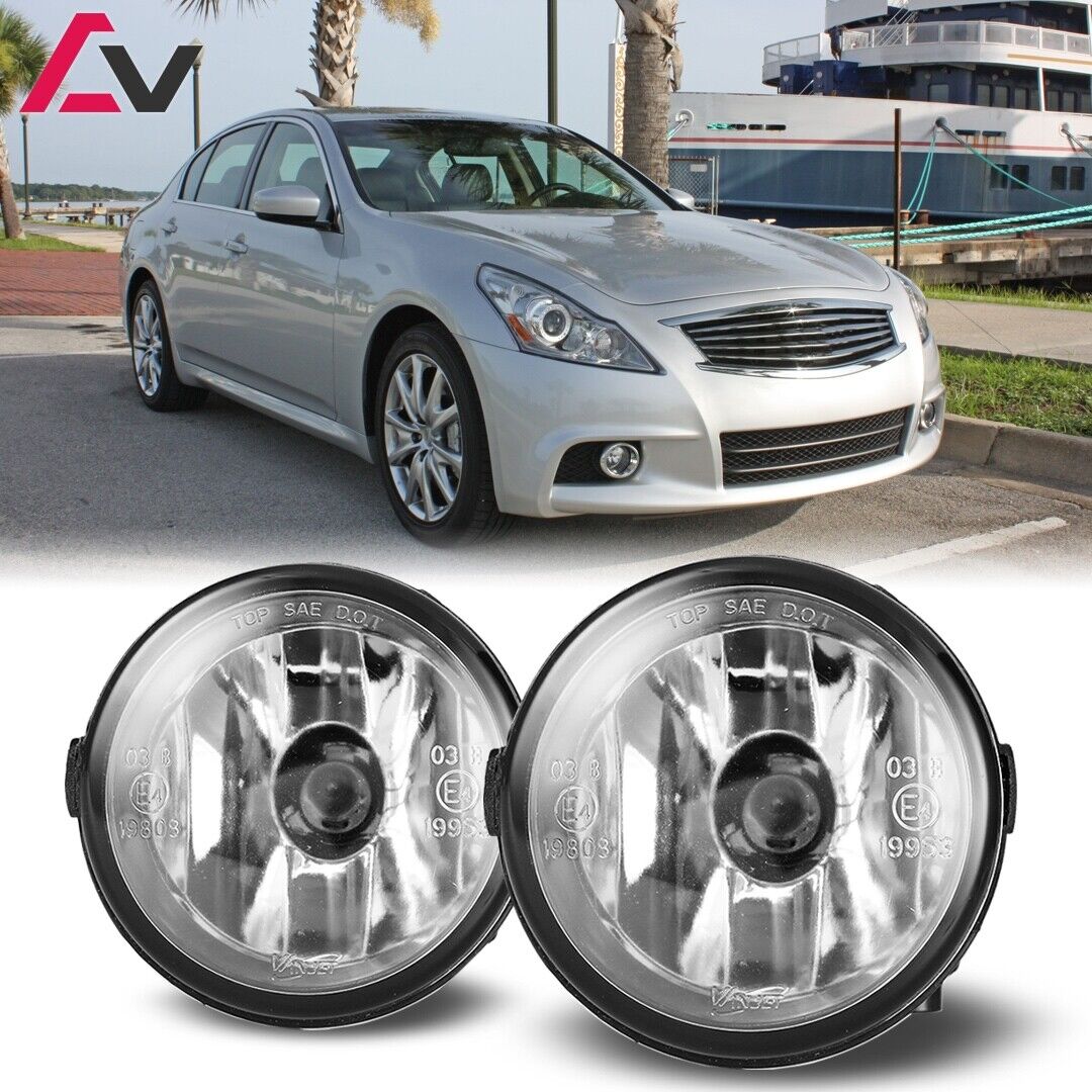 For Infinti G37 2010-2013 Clear Lens Pair Bumper Fog Lights Front Lamps W/Bulbs