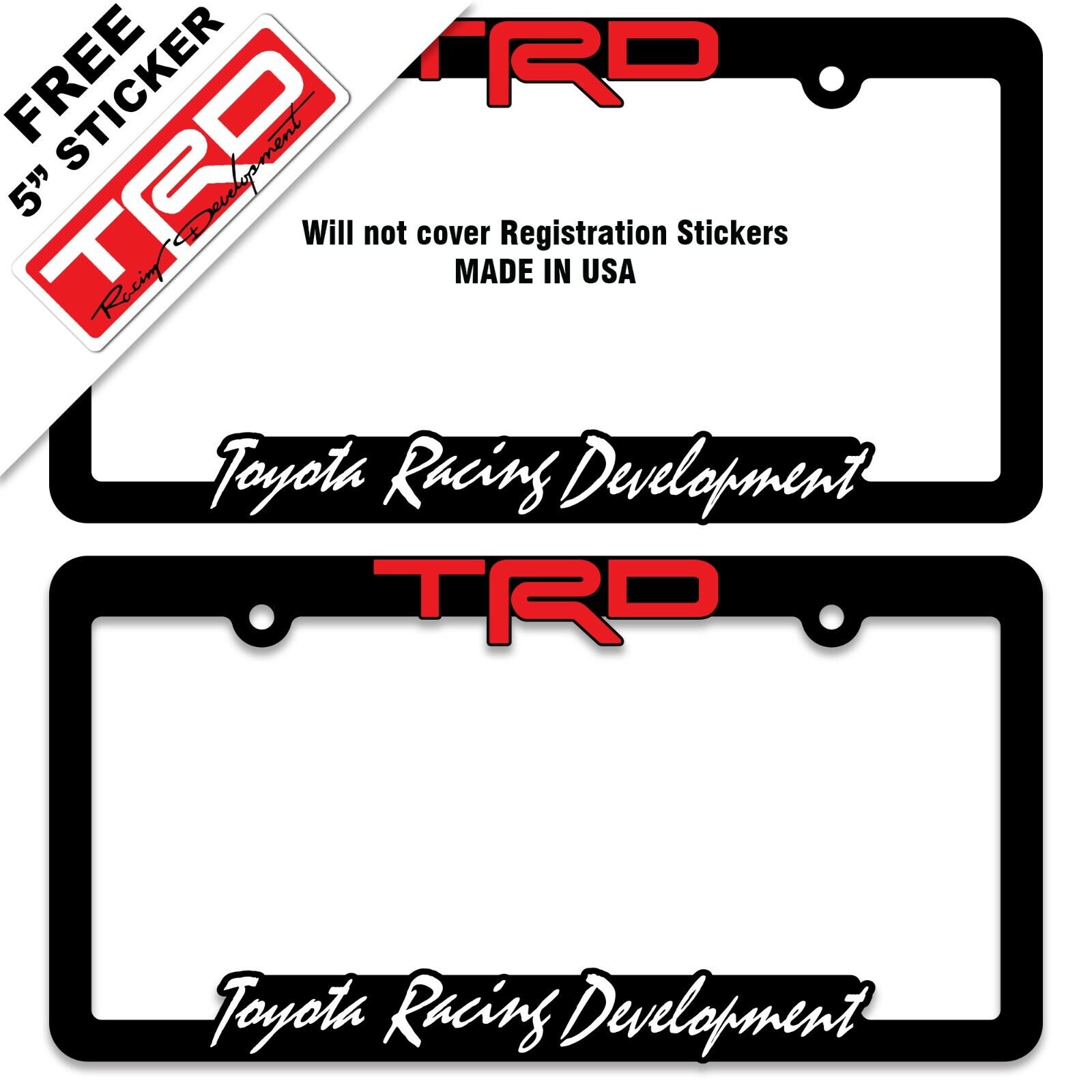 2 TRD Toyota Racing Development License Plate Frames-Tundra-Tacoma-SR5-4-Runner