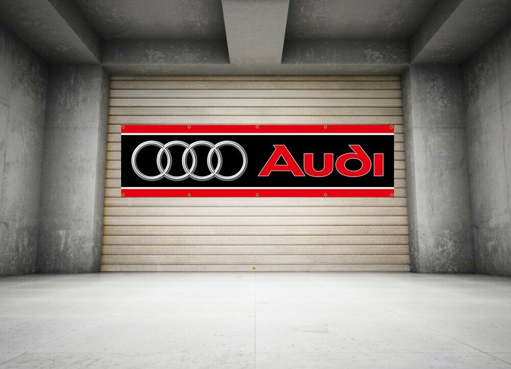 Audi Car Logo Banner 2X8 Ft Racing Show Flags Garage Shop Wall Decor Big Poster