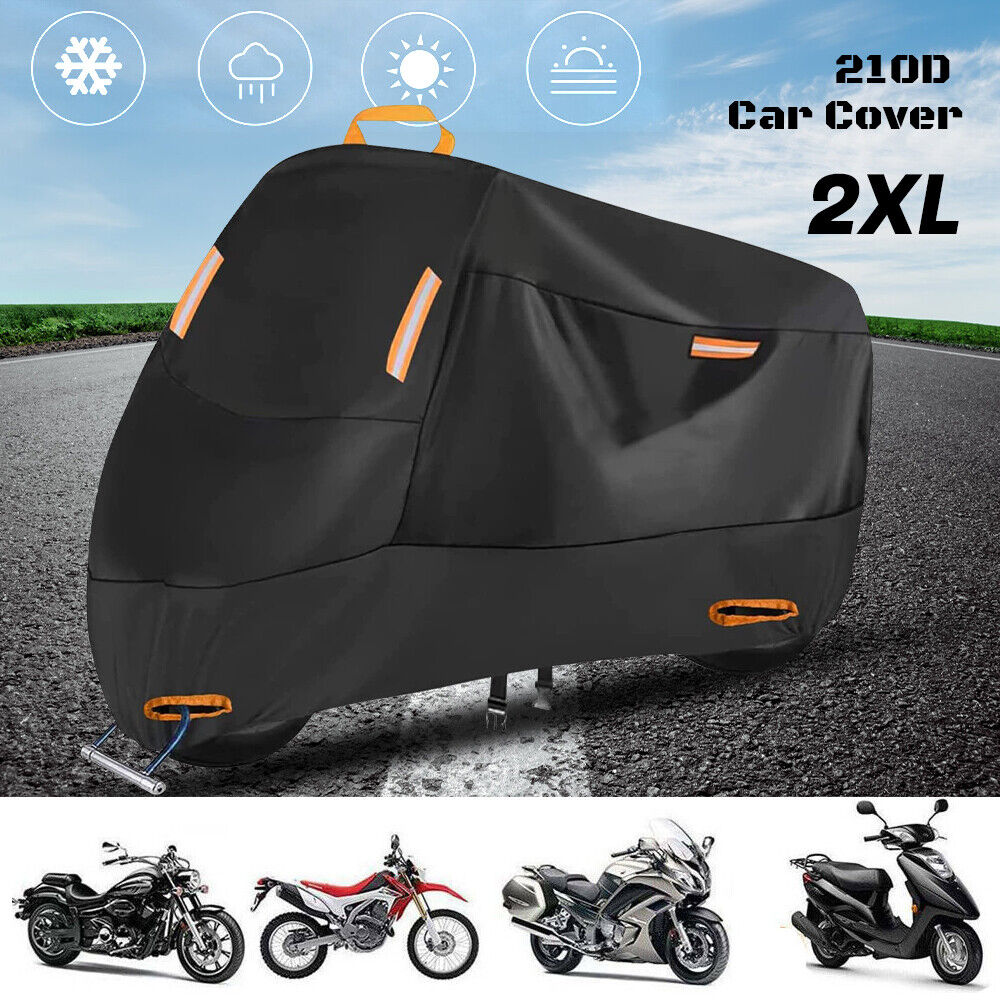 Waterproof Heavy Duty 2XL Motorcycle Cover For Winter Outside Storage Snow Rain