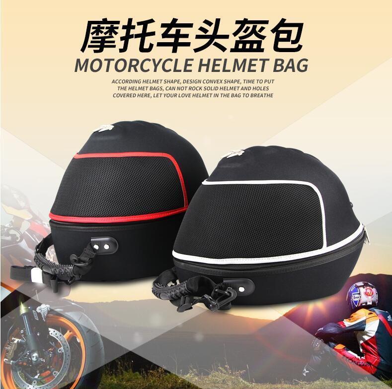 Universal Racing Black Motorcycle Bike Red Helmet Bag Head Lid Carry Case