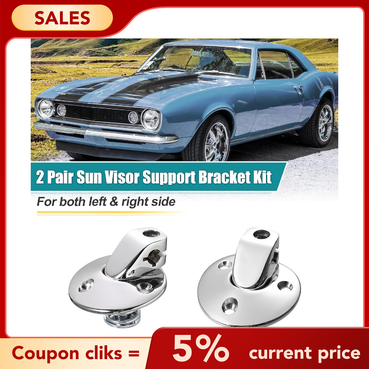 Sunvisor Support Swivel Bracket set w/screw sun visor For Camaro Chevelle Impala