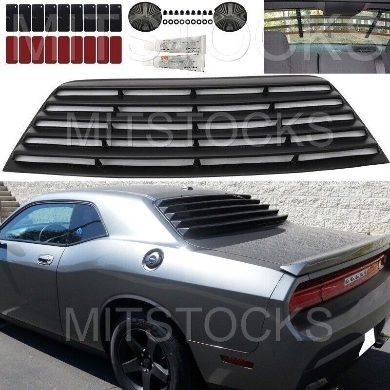FITS 2008-2021 DODGE CHALLENGER WINDOW LOUVER REAR COVER ADD-ON BLACK PUR