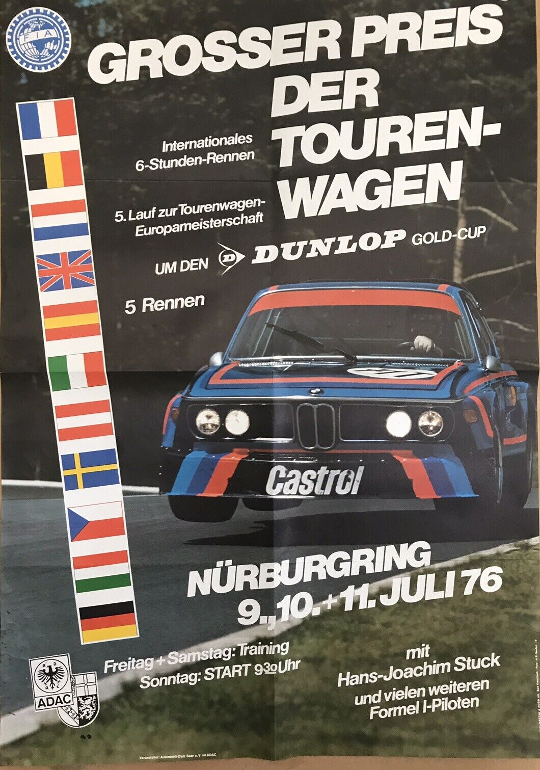BMW 3.0CSL/Nurburgring 1976 GP Der Touren-Wagen  Rare/ Hans Stuck O/PCar Poster