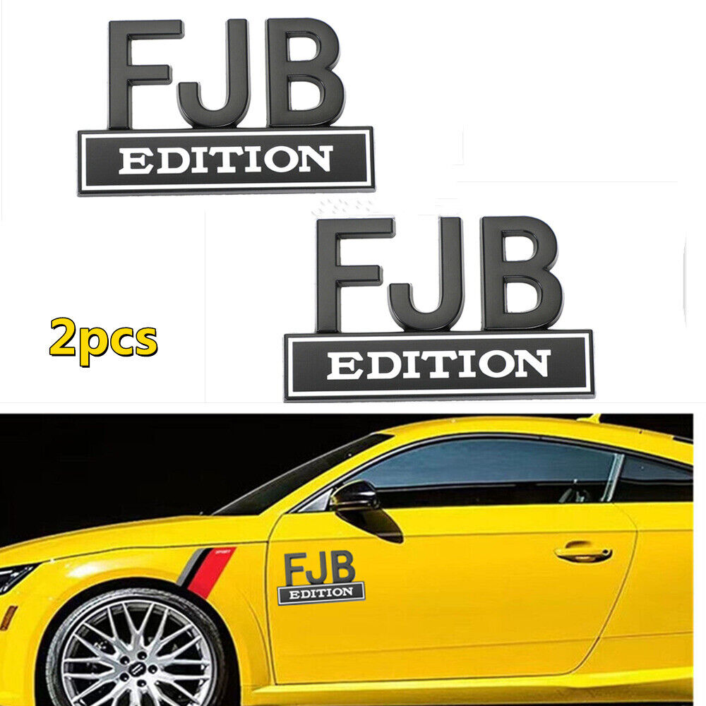 2X FJB EDITION  3D Emblem Badge Truck Car Decal Bumper Sticker Black+ White