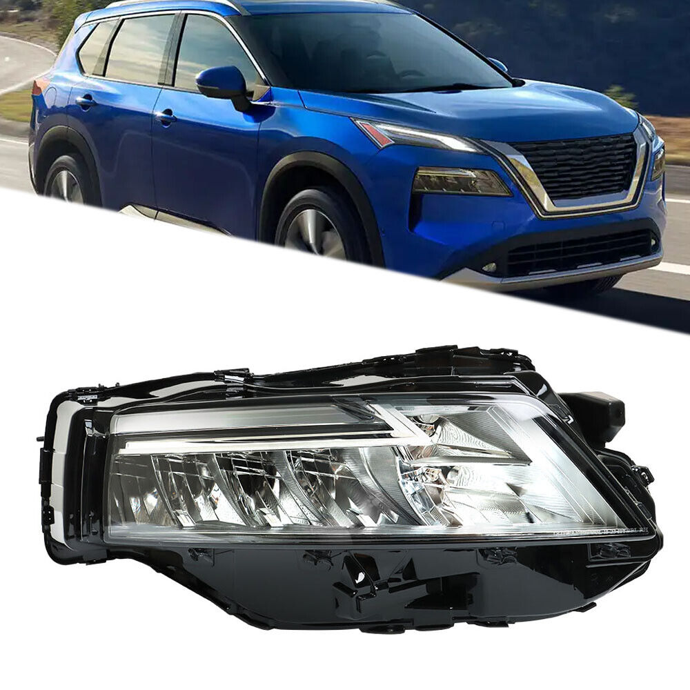 For 2021-2023 Nissan Rogue Passenger Side Headlight Assembly Chrome LED Clear