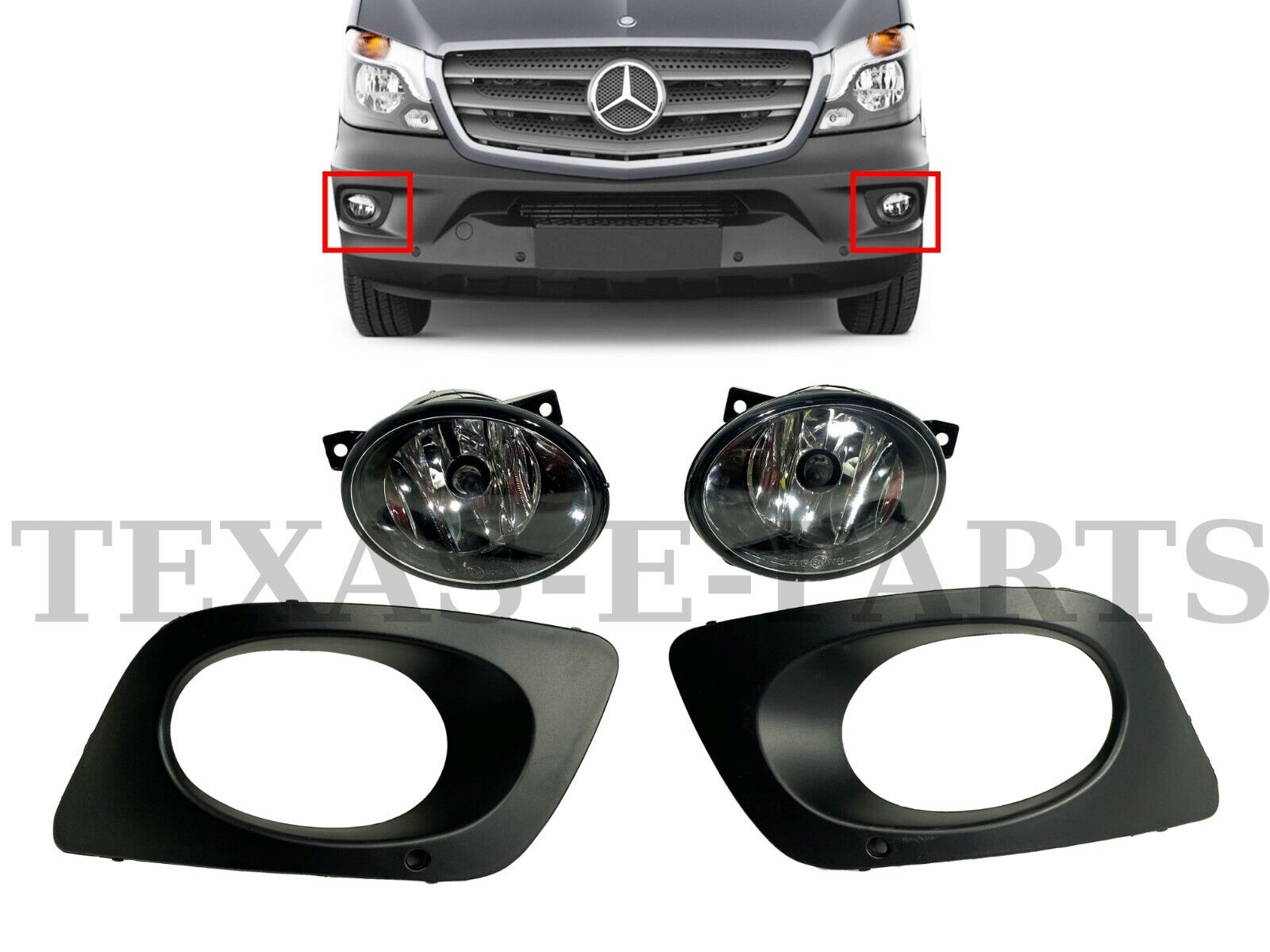 New Fits 2014-2018 Sprinter 2500 3500 Left Right Front Fog Light With Cover Set