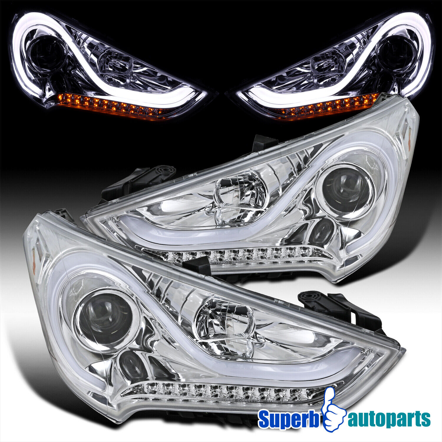 Fits 2012-2017 Hyundai 12-17 Veloster LED Sequential Signal Projector Headlights