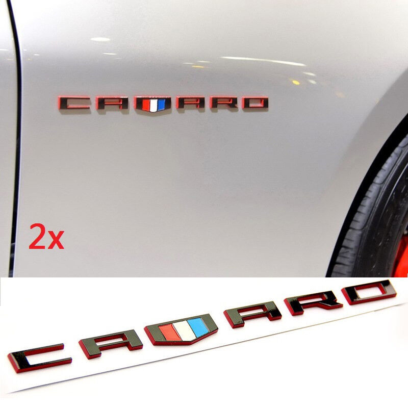 2x Genuine GM CAMARO Letter  Emblem 3D Badge Chevy FU Black Red Line Series