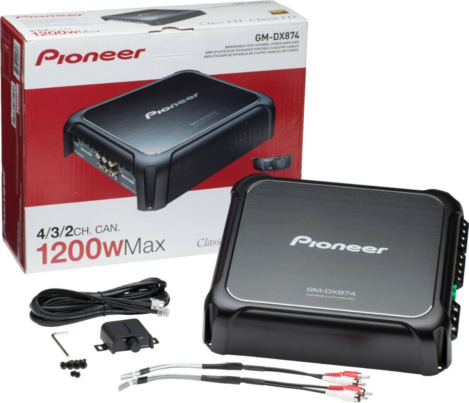 Pioneer GM-DX874 1200W 4 3 2 Channel Class D Bridgeable Amplifier With Bass Knob