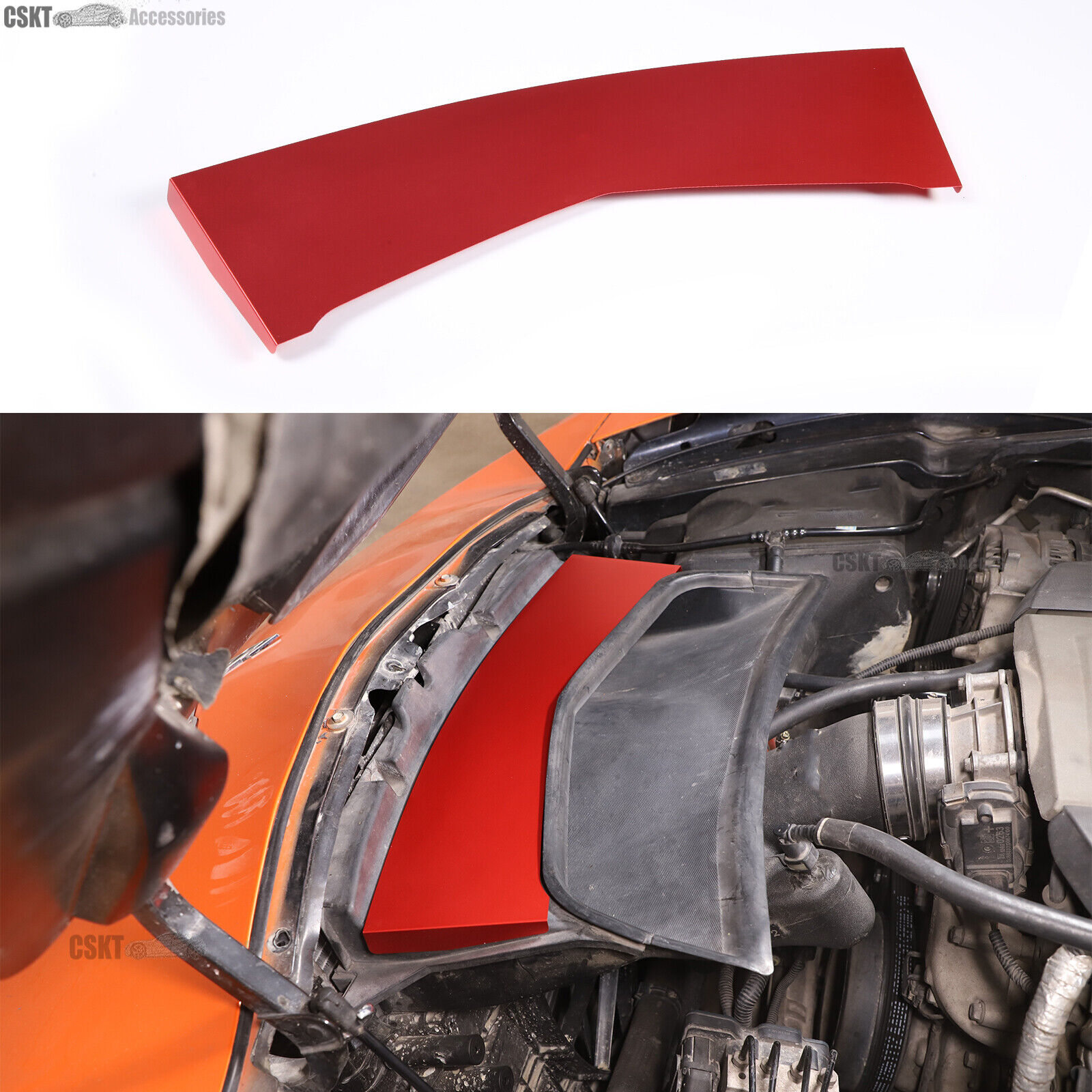 Red Aluminum Alloy Engine Air Vent Trim Cover Plate Fits Corvette C7 2014-2019