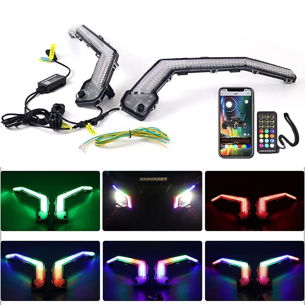 For Can Am Maverick X3 /MAX RGB Front Turn Signal Light Chasing Color 2017-2024