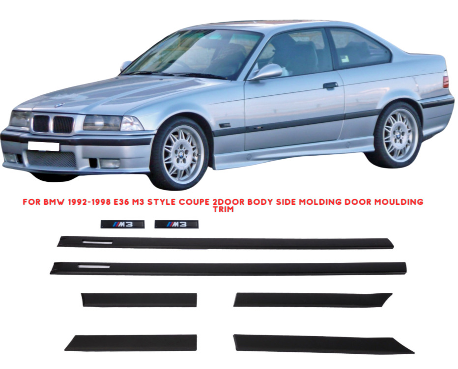 For BMW 1992-1998 E36 M3 style COUPE 2Door BODY SIDE MOLDING Door MOULDING TRIM