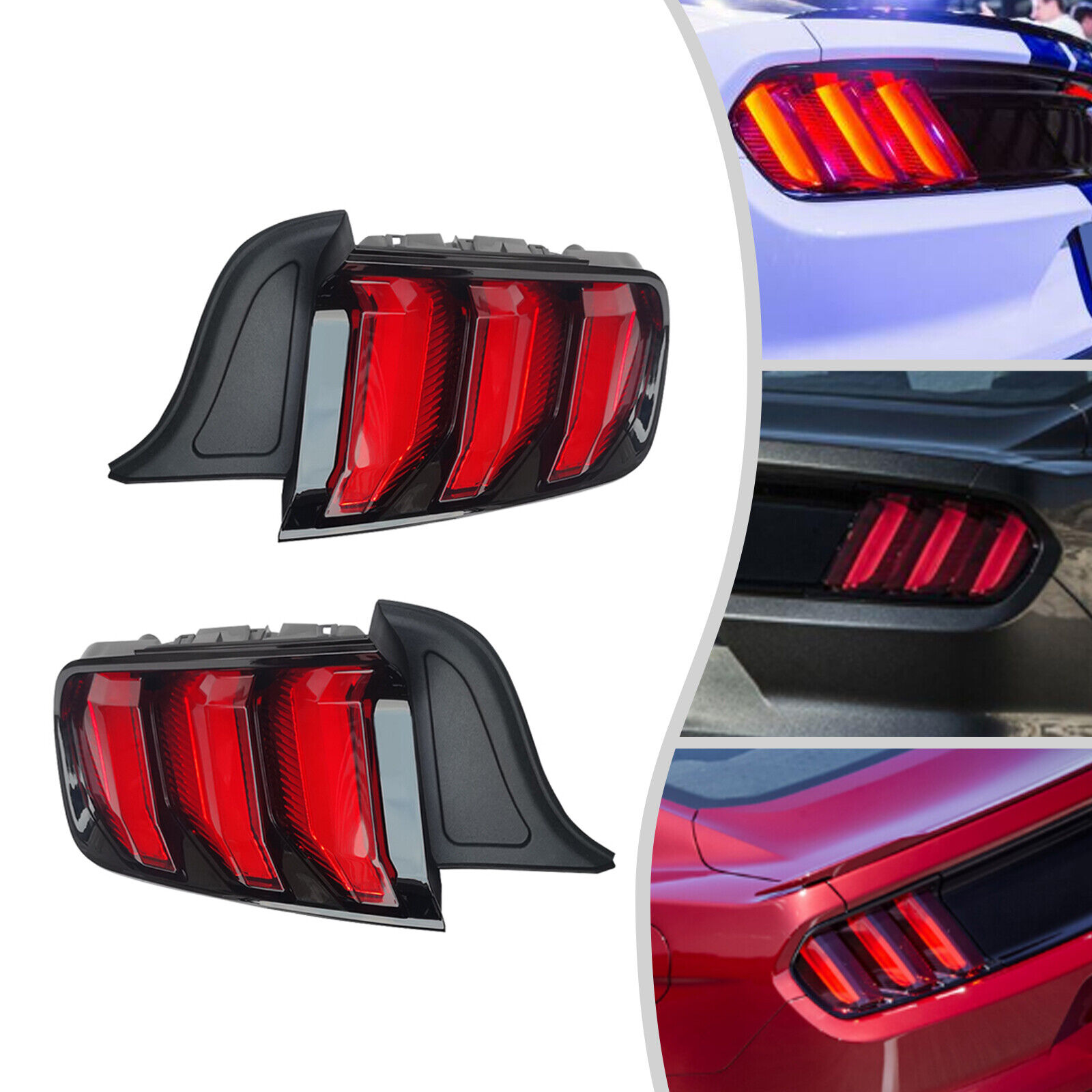 Fit 2015-2022 Ford Mustang EURO Style Red LED Sequential Tail Lights Taillamps