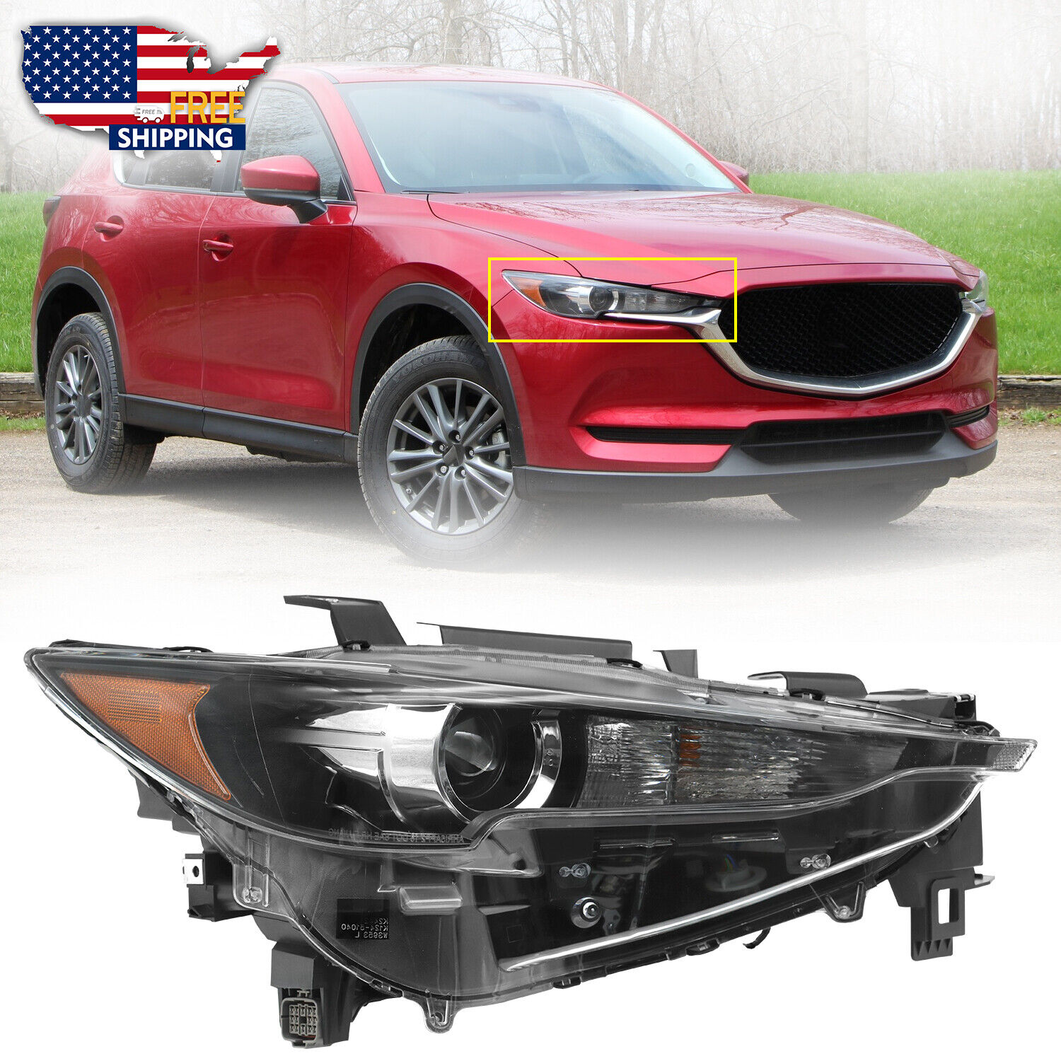 For 2017-2020 Mazda CX5 CX-5 Passenger Side LED Headlight Assembly w/o AFS RH
