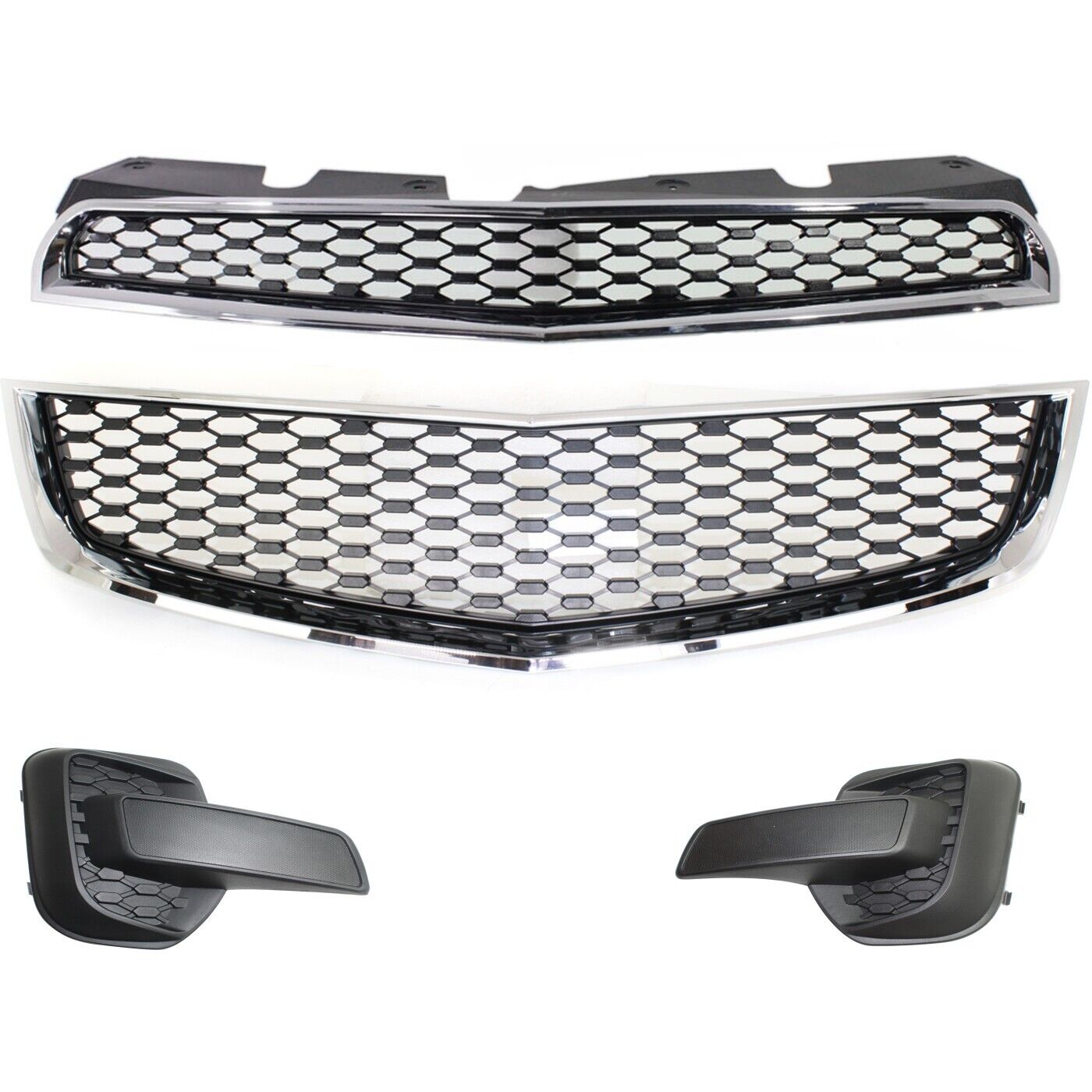 Front Bumper Face Bar Grilles Kit for 2010-2015 Chevrolet Equinox Foglight Cover