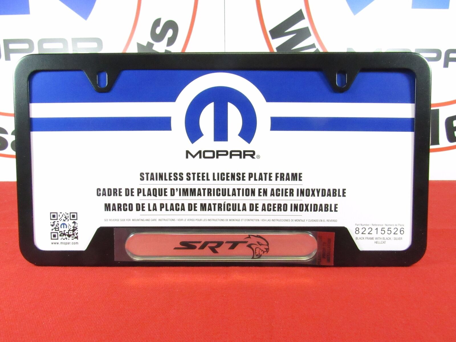 DODGE CHALLENGER CHARGER Black License Plate Frame W/ Silver HELLCAT Logo MOPAR