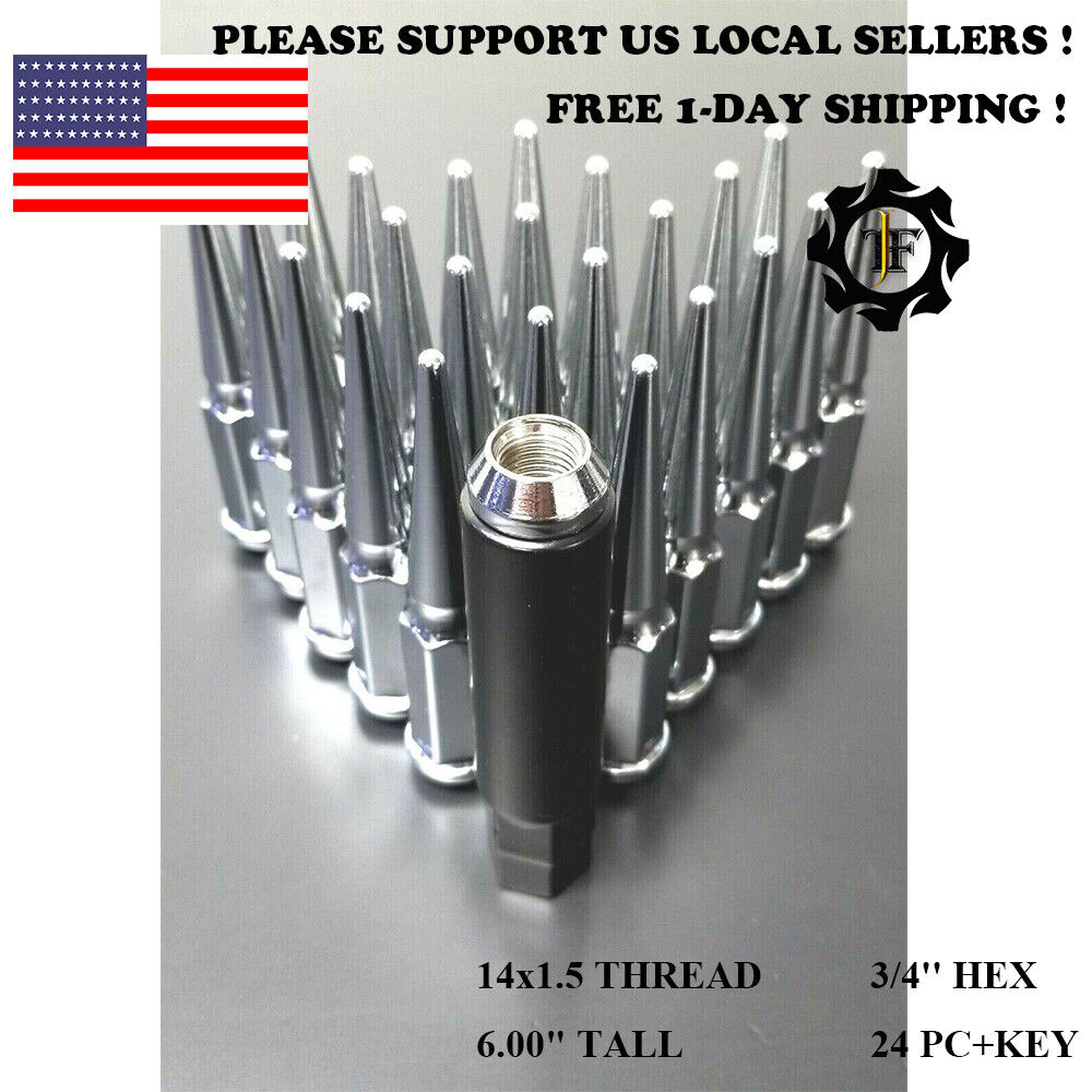 24PC+KEY 14X1.5 FOR CHEVROLET CHROME CONICAL SEAT 6\