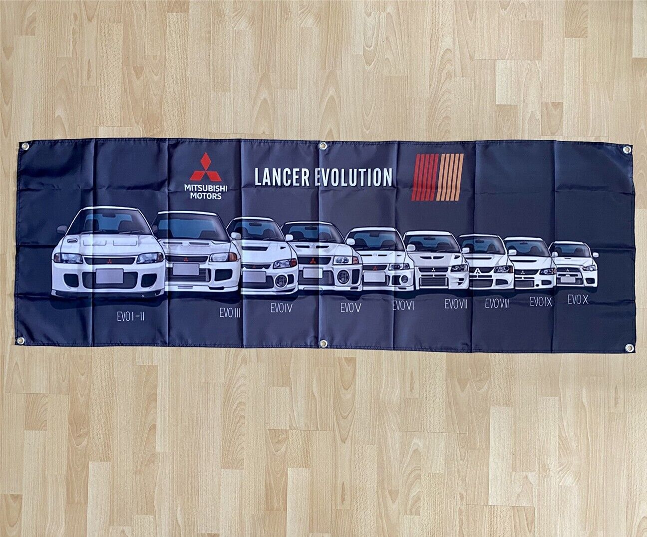 Mitsubishi Lancer EVO 1 To 10 Gan Flag Ralliart JDM Banner Tapestry 2x6ft Poster