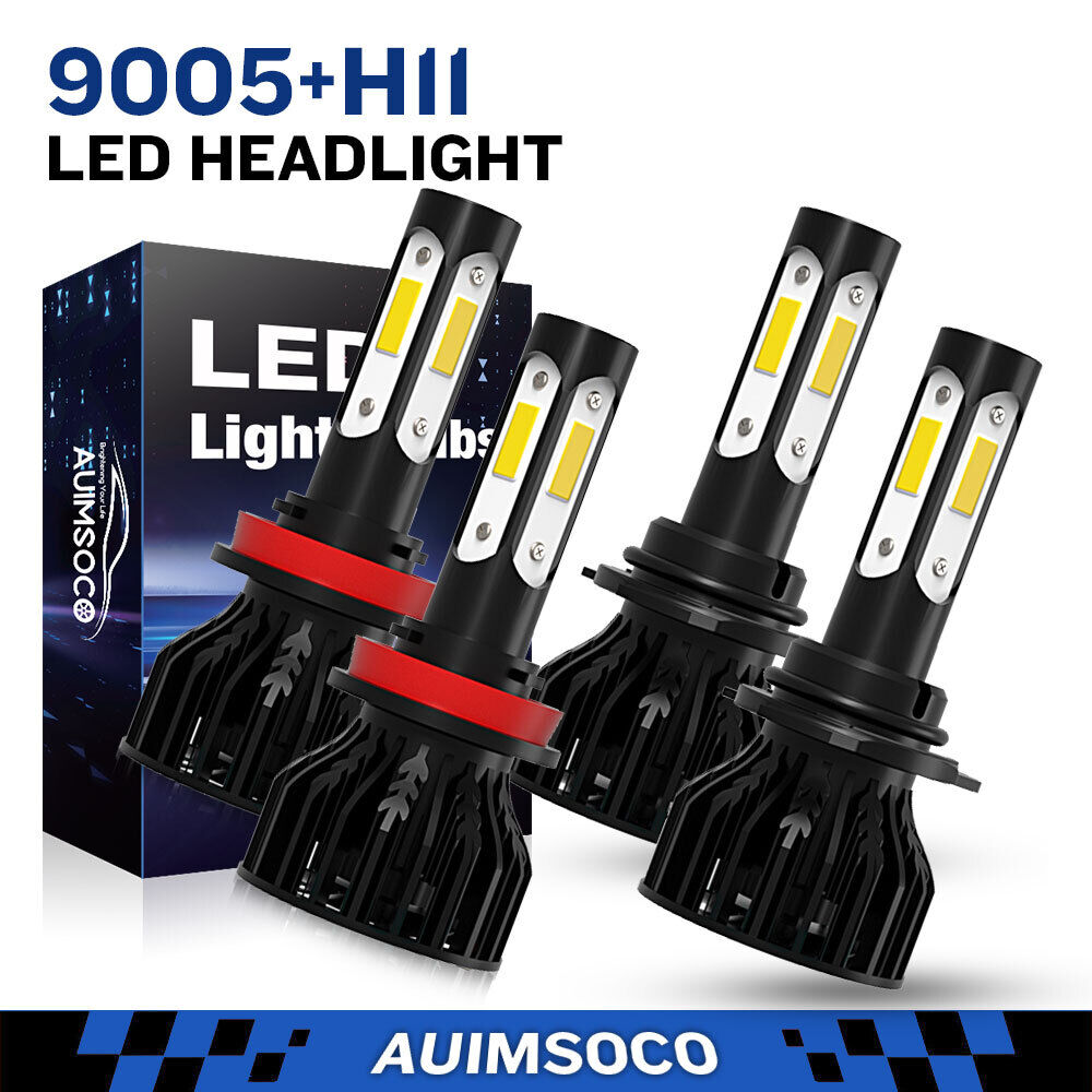9005 H11 LED Headlight High Low Beam Bulbs Kit For 2011 2012-2020 Ram 1500 White