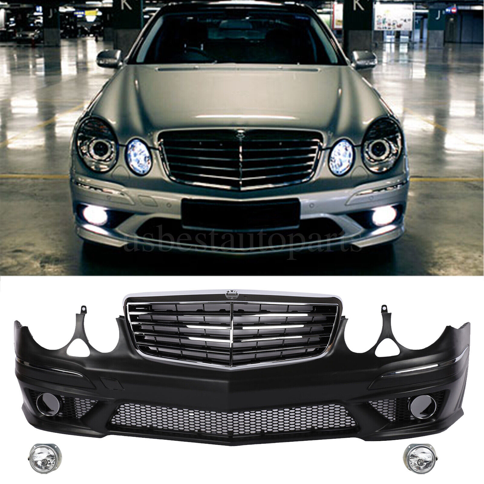 Amg Style Front Bumper Kit W/Grill W/Fog lights for Mercedes Benz E-Class 03-09