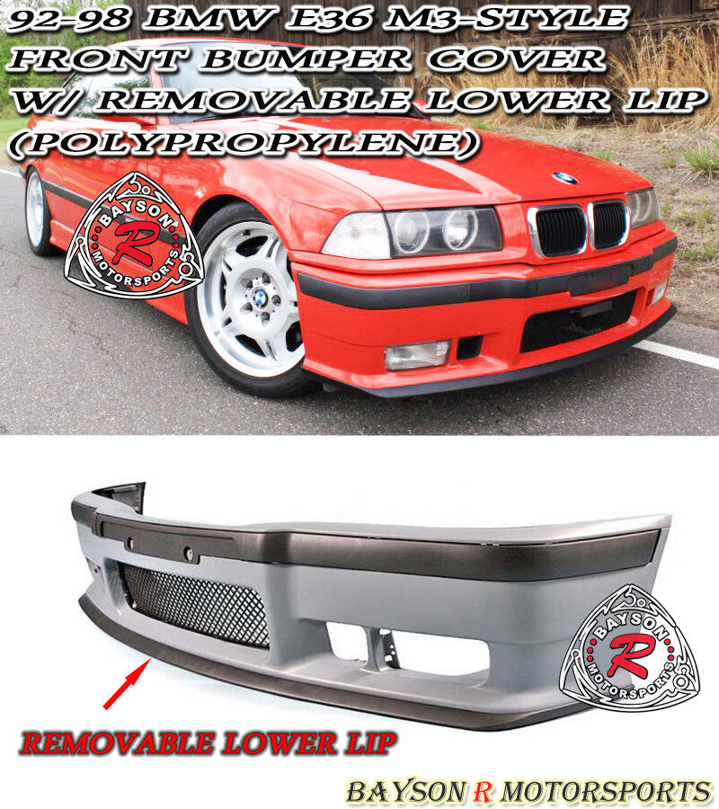 Fits 92-99 BMW E36 3 Series M3 Style Front Bumper Cover w/ Removable Front Lip