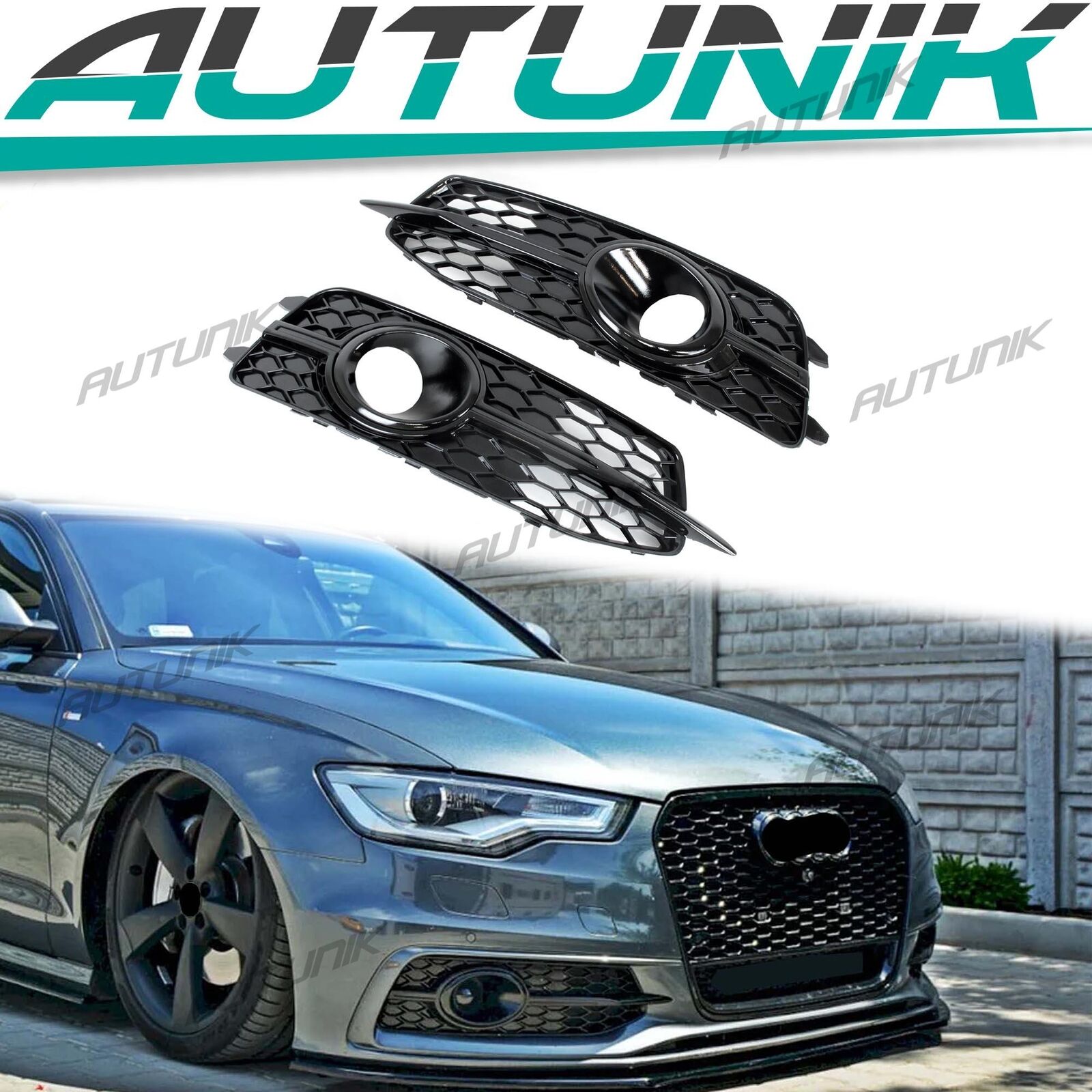 For 2012-2015 Audi C7 A6 Sline S6 Fog Light Grill Cover Front Lower Grille