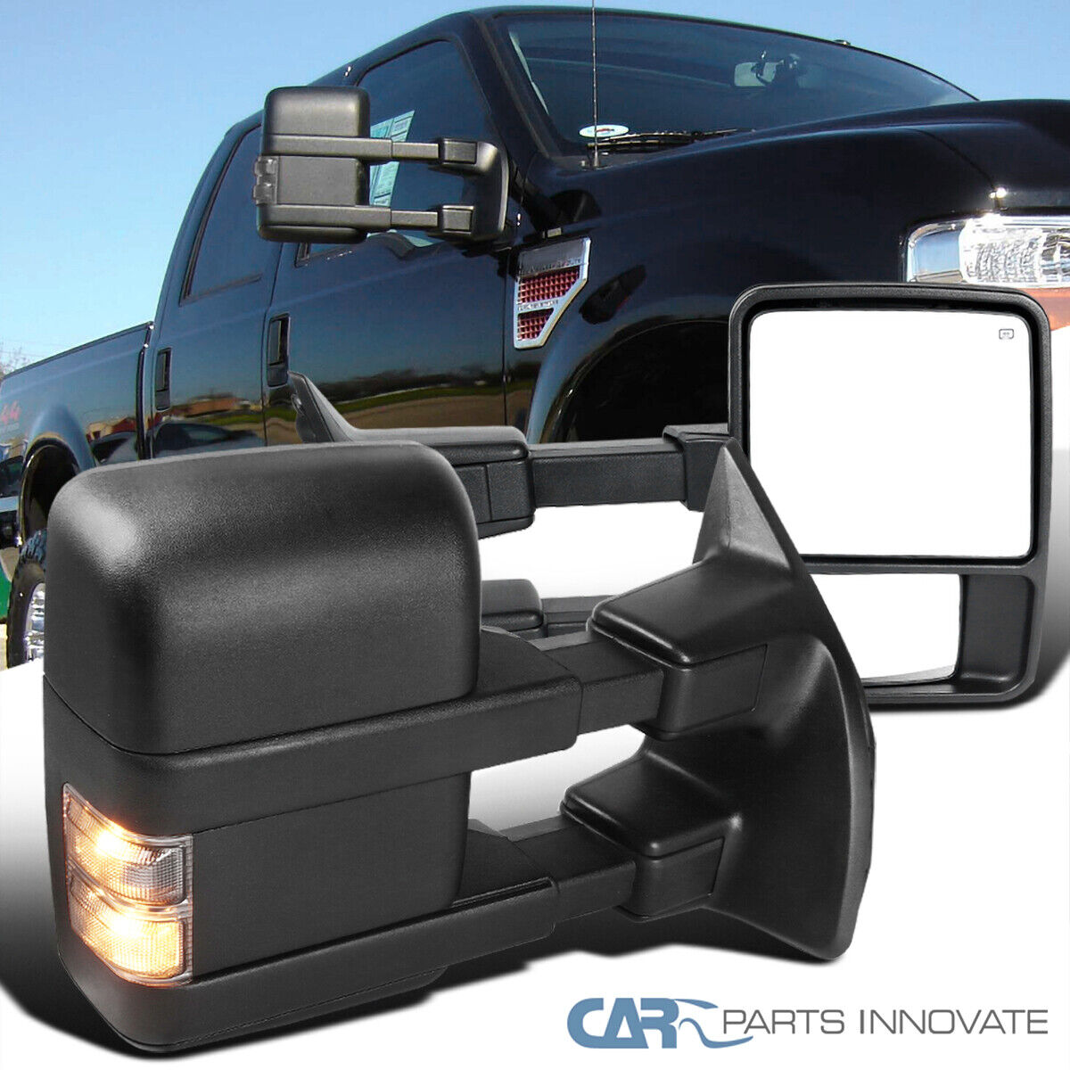 [Pair] Side Towing Mirrors w/Defrost & Tinted LED Fit 08-16 Ford F250 Super Duty