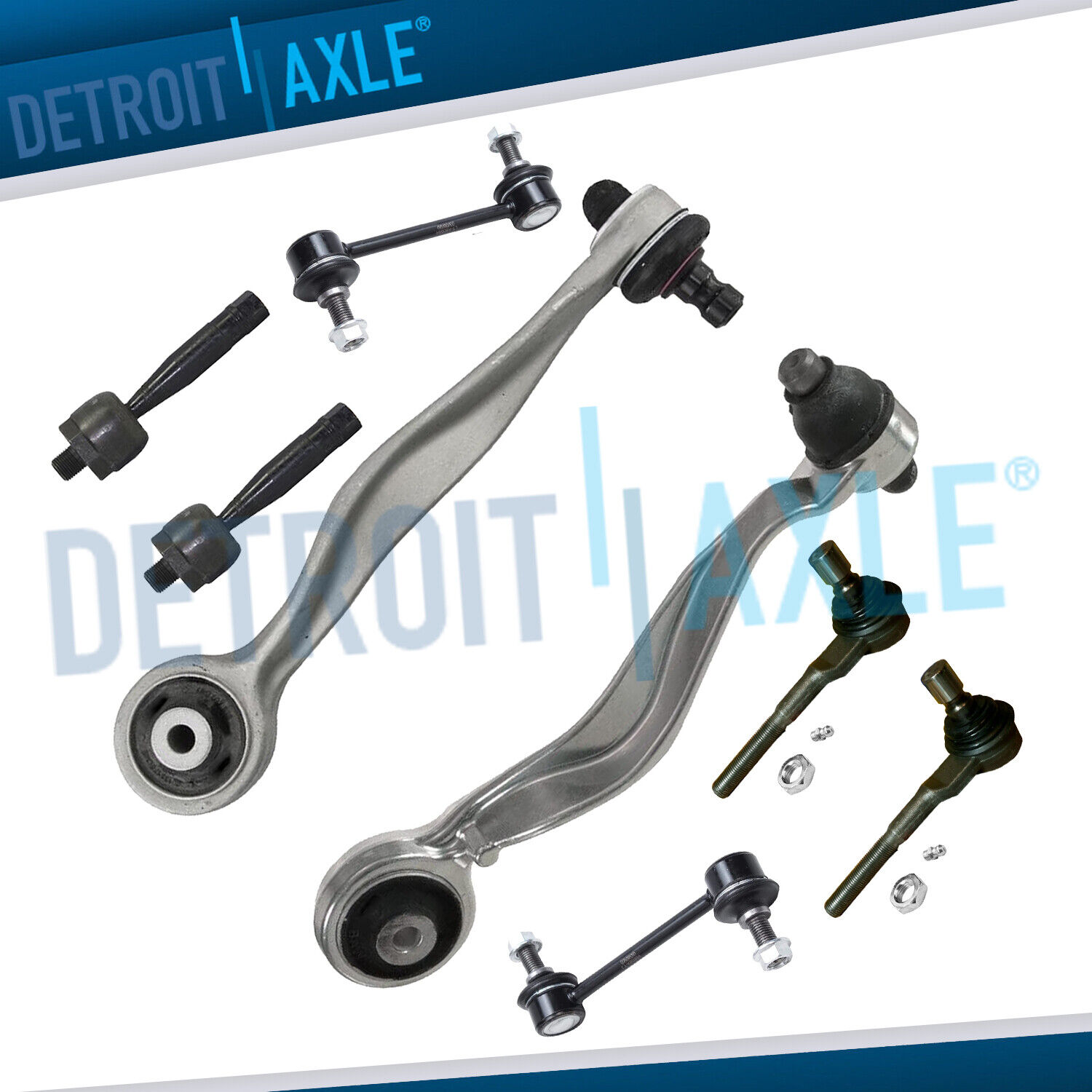 Front Upper Rearward Control Arm + Tie Rod + Sway Bar Link for 2002 2003 Audi S8