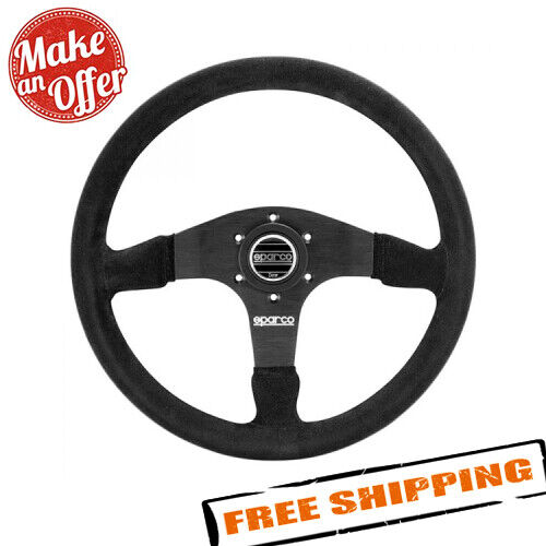 Sparco 015R375PSN 3-Spoke R375 Series Competition Black Suede Steering Wheel