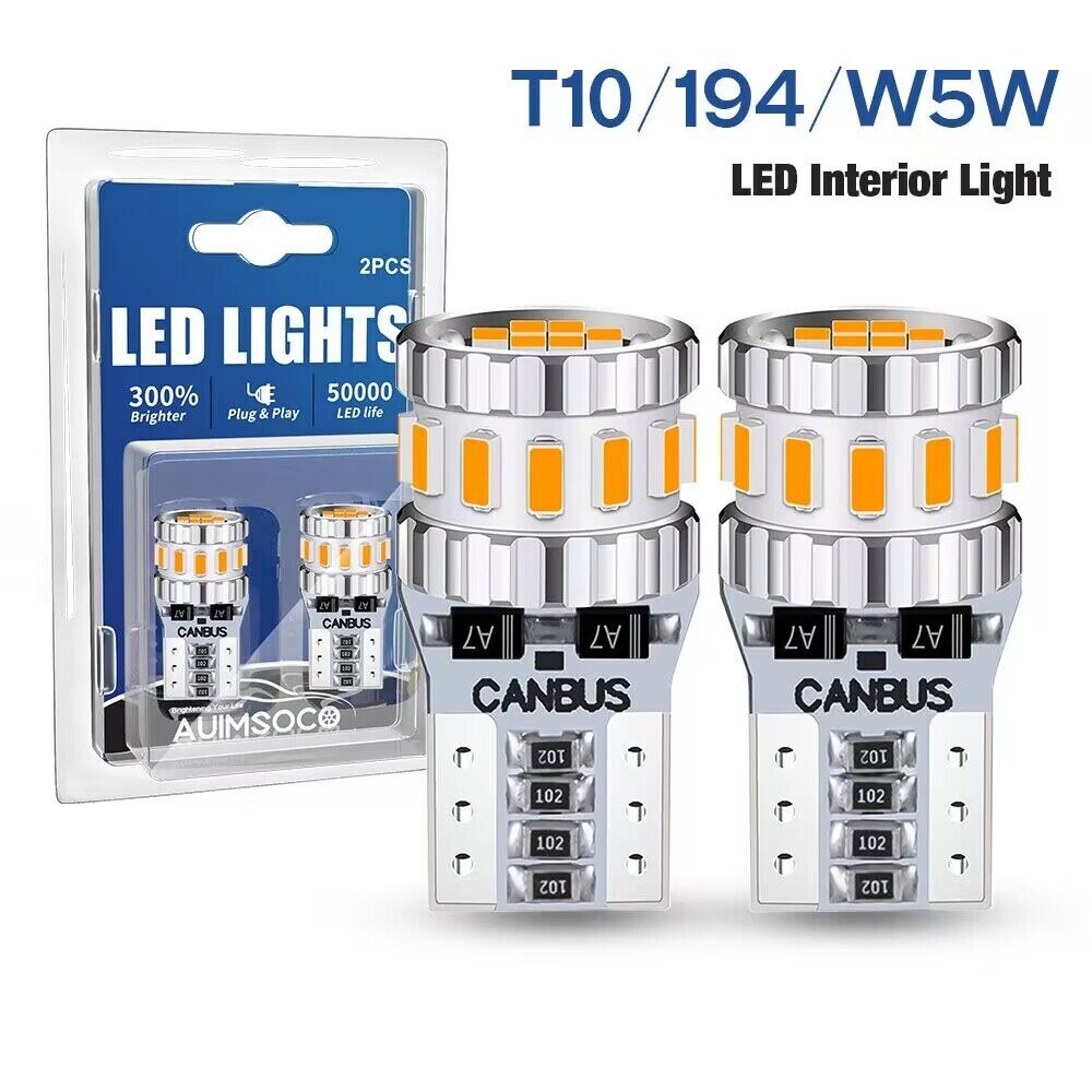 194 LED Bulb Amber T10 168 2825 W5W Canbus Dome Map Door License Plate Light