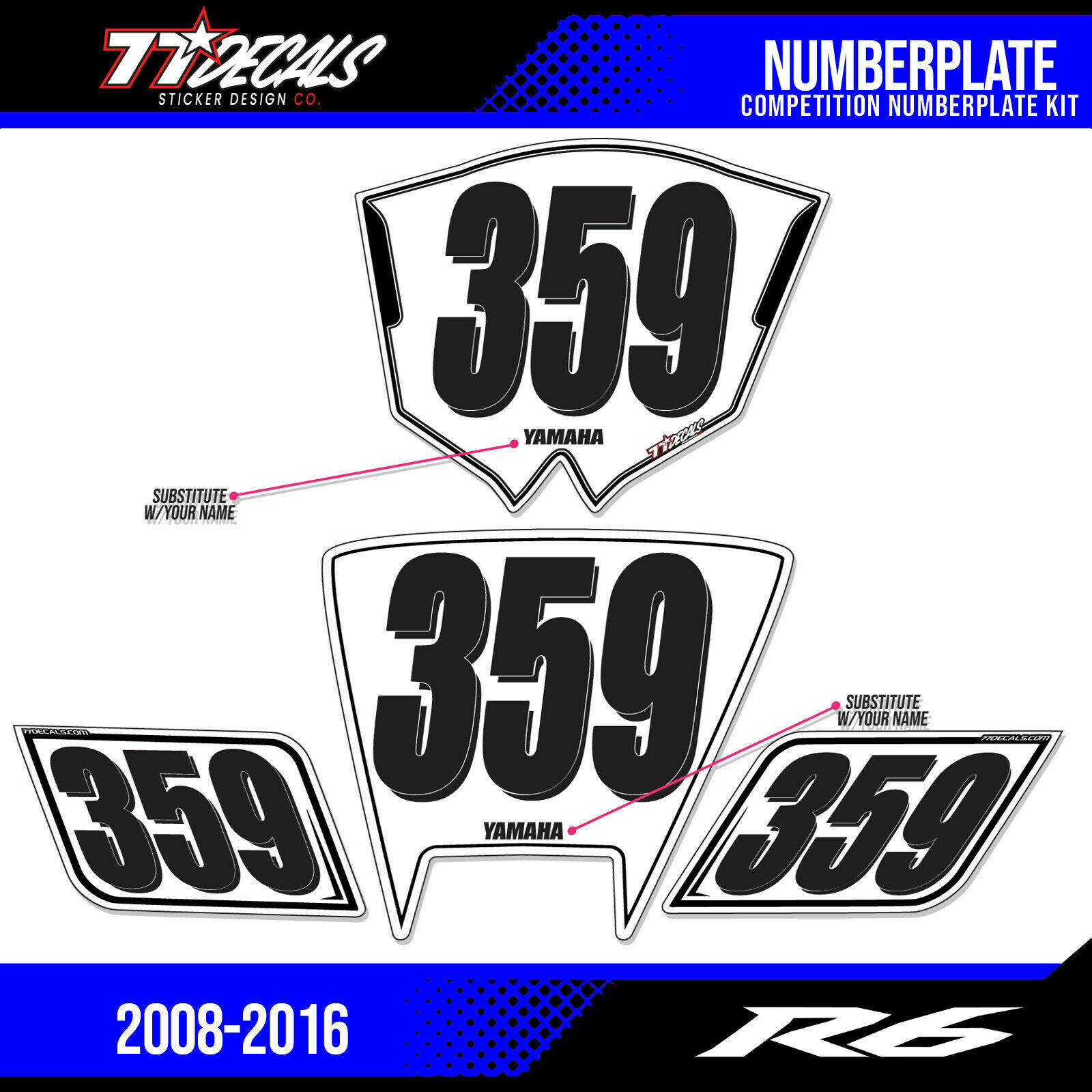 R6 Numberplates Raceplates 2008-2016 R6 Trackday Racing Number Plates CCS WERA