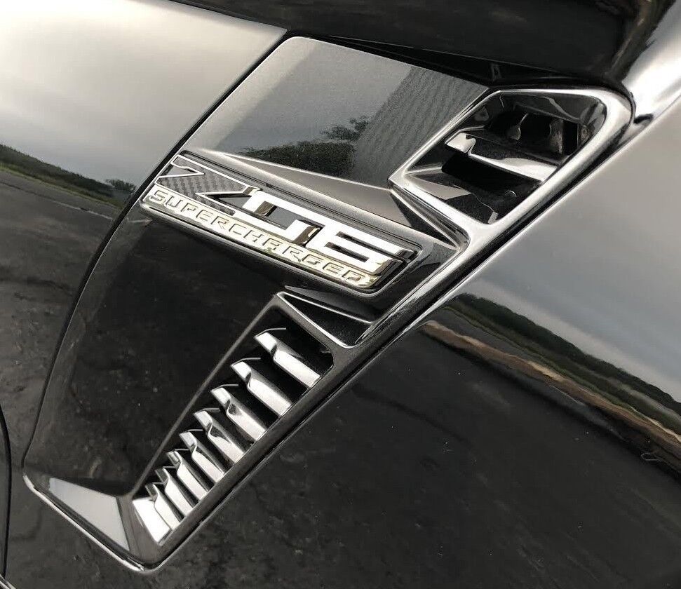 Corvette C7 Z06 Z07 Vinyl Decals Overlays for Badge Emblems in Carbon Fiber