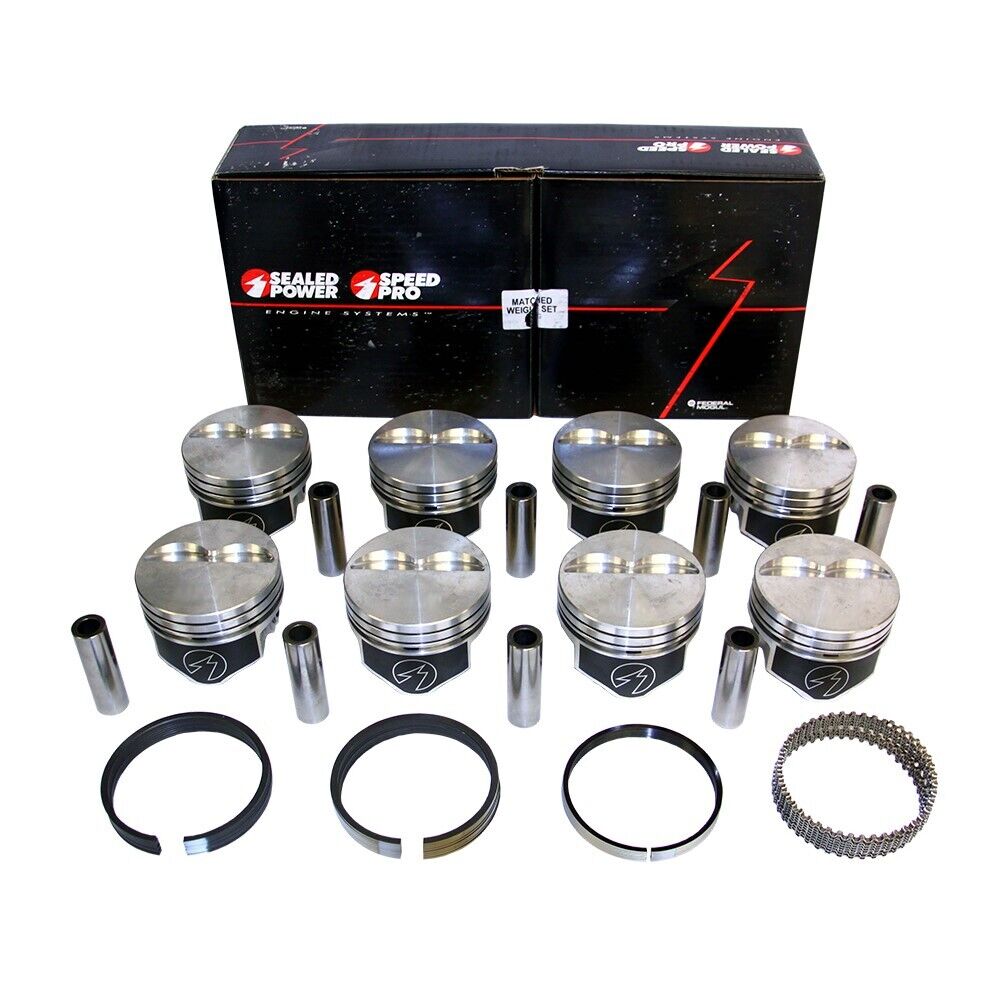 Speed Pro FMP H631CP30 Chevy 350 355 SBC Flat Top Pistons + Moly Rings Kit .030