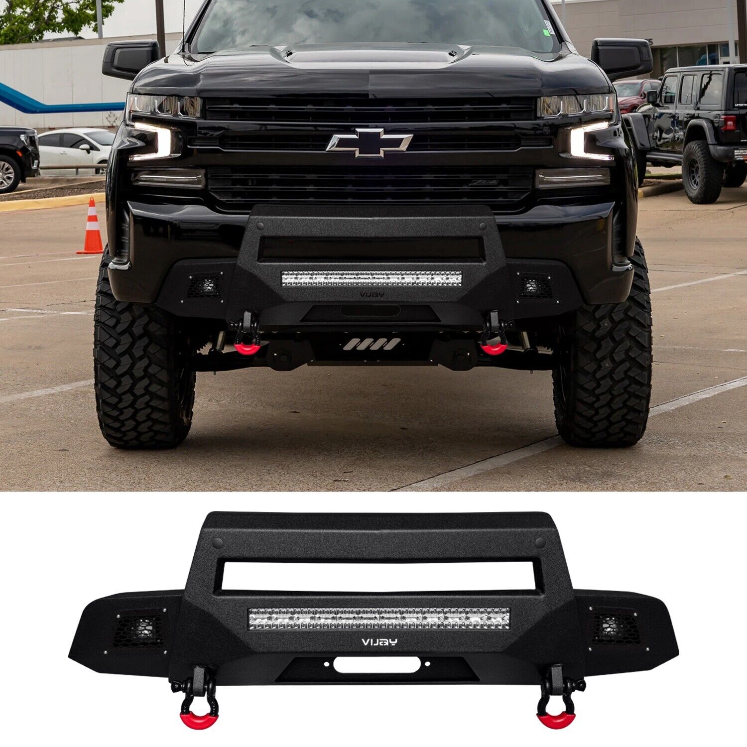 Fits 2019-2022 Chevy Silverado 1500 Front Bumper W/Winch Plate and LIghts
