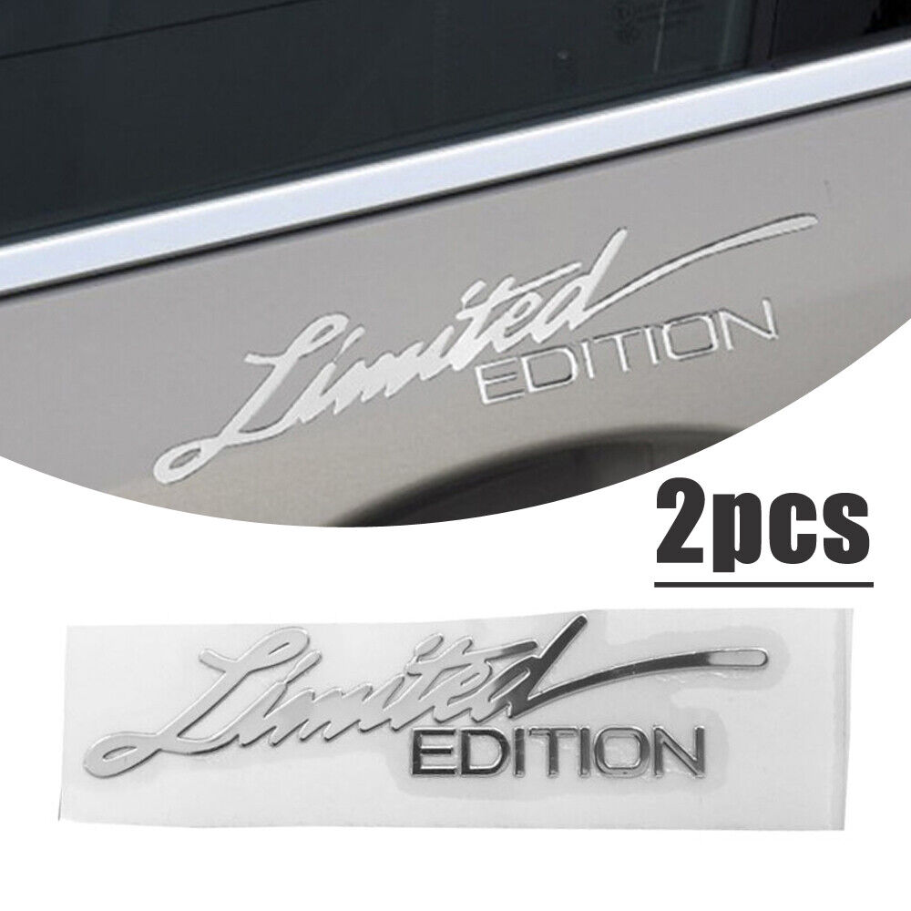 2 x Silver Limited Edition Logo Emblem Badge Metal Car Sticker Decal Accessories